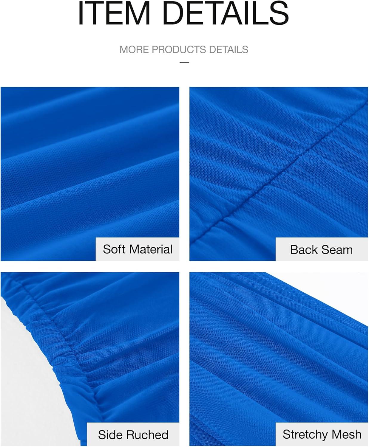 imageBTFBM 2026 Summer Wedding Guest Dresses for Women One Shoulder Bodycon Ruched Mesh Formal Cocktail Spring Fall Maxi DressBlue