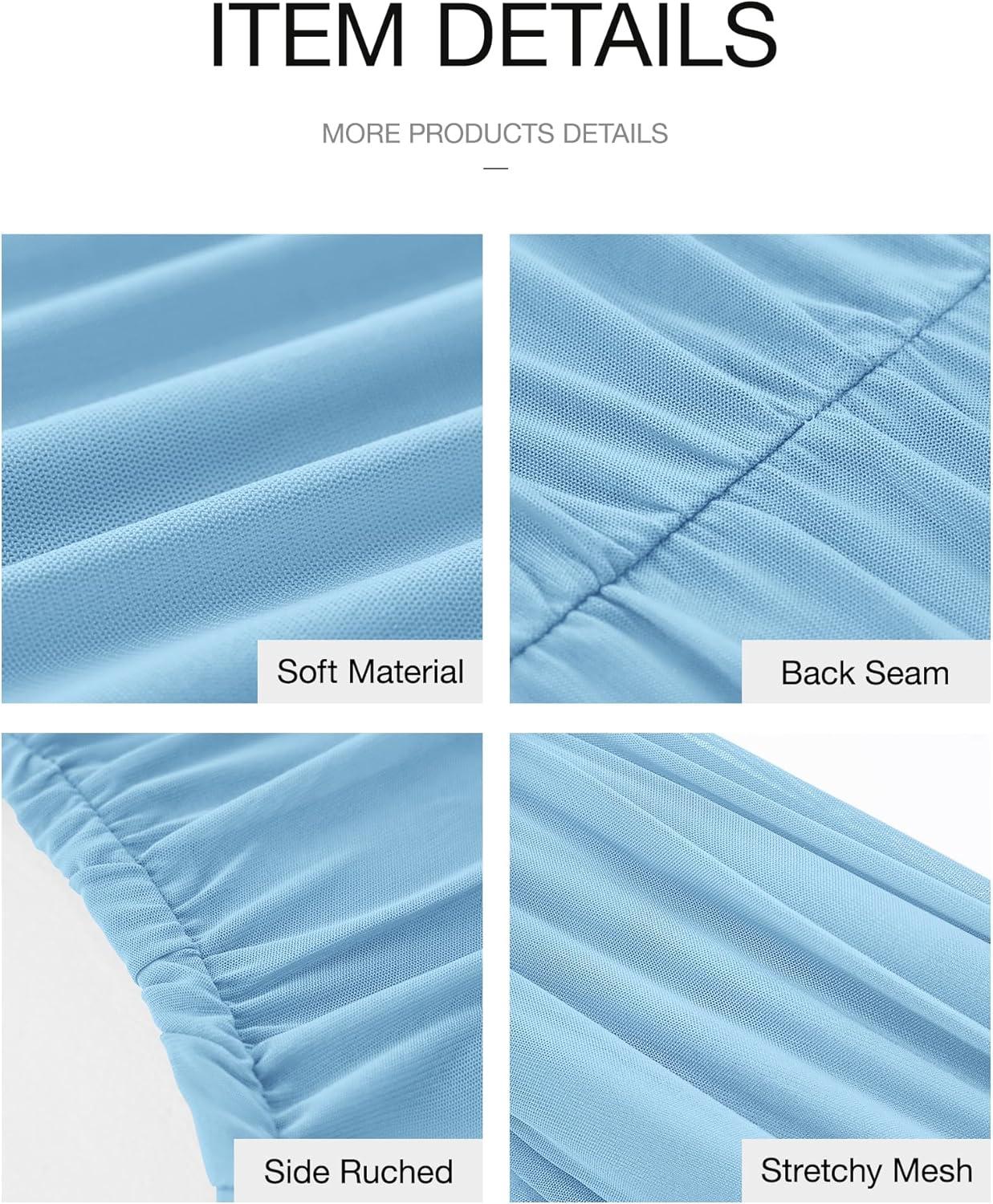 imageBTFBM 2026 Summer Wedding Guest Dresses for Women One Shoulder Bodycon Ruched Mesh Formal Cocktail Spring Fall Maxi DressLight Blue