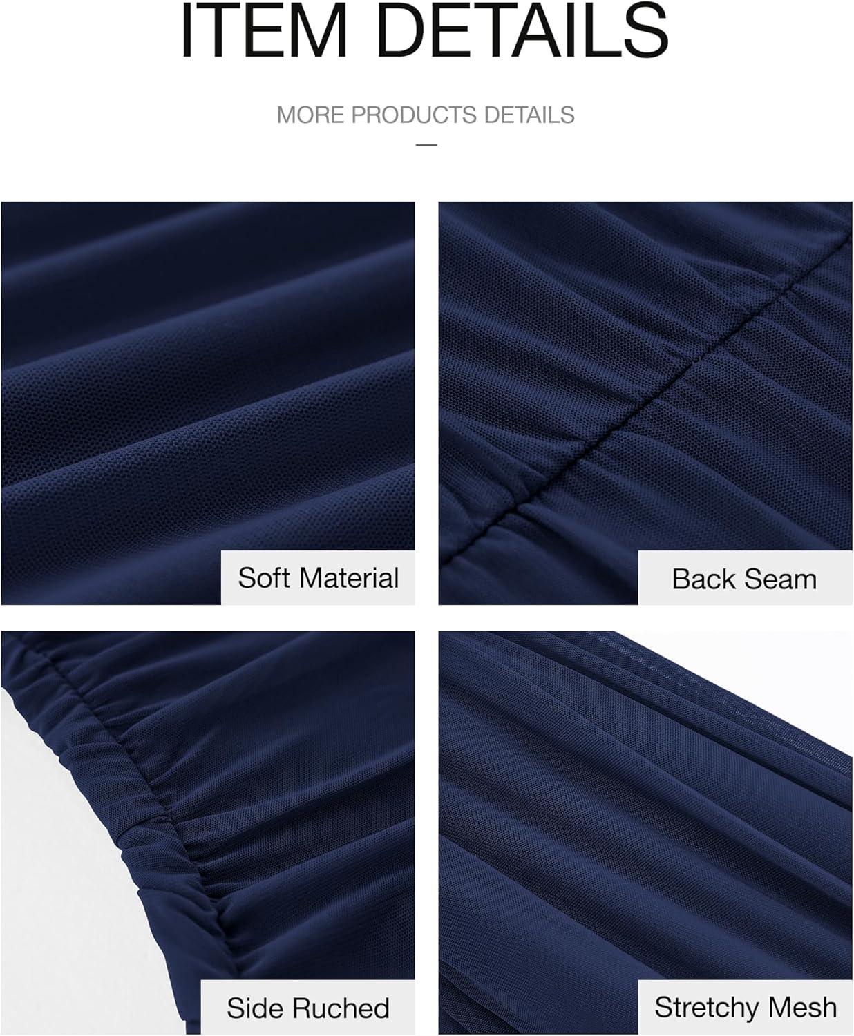 imageBTFBM 2026 Summer Wedding Guest Dresses for Women One Shoulder Bodycon Ruched Mesh Formal Cocktail Spring Fall Maxi DressNavy