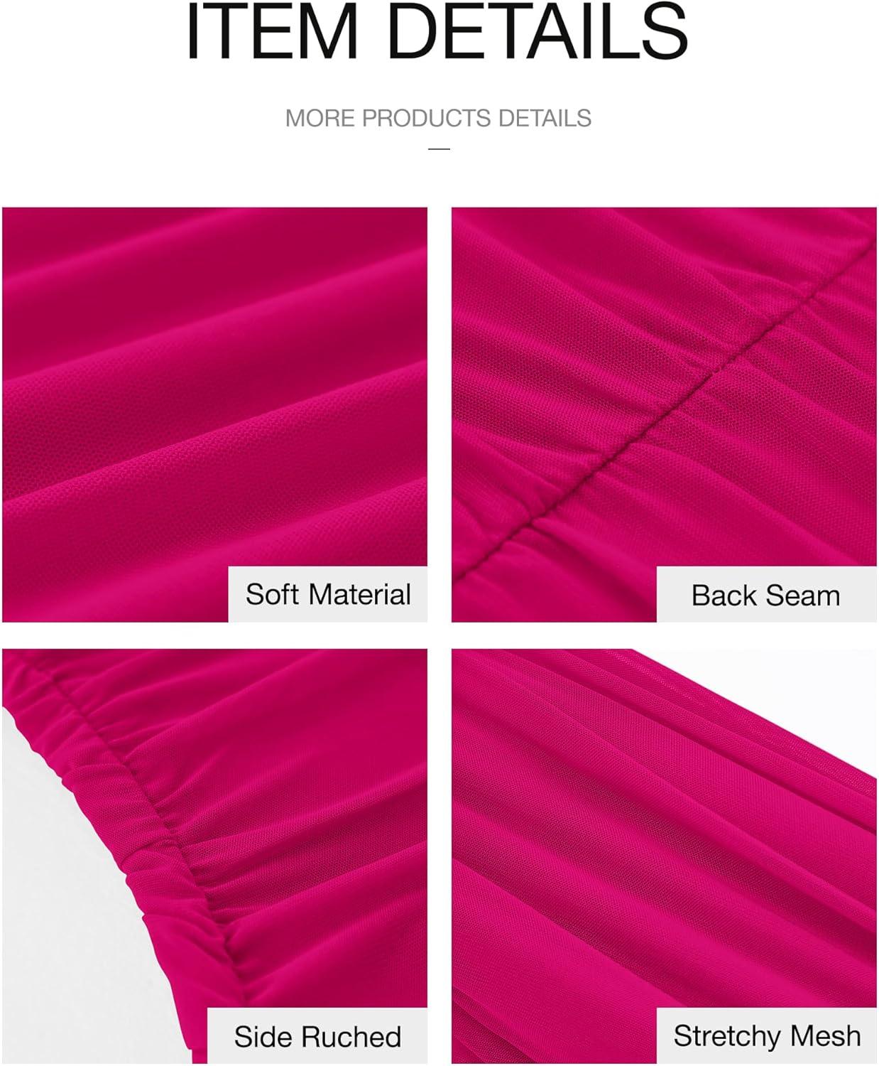 imageBTFBM 2026 Summer Wedding Guest Dresses for Women One Shoulder Bodycon Ruched Mesh Formal Cocktail Spring Fall Maxi DressRose Red