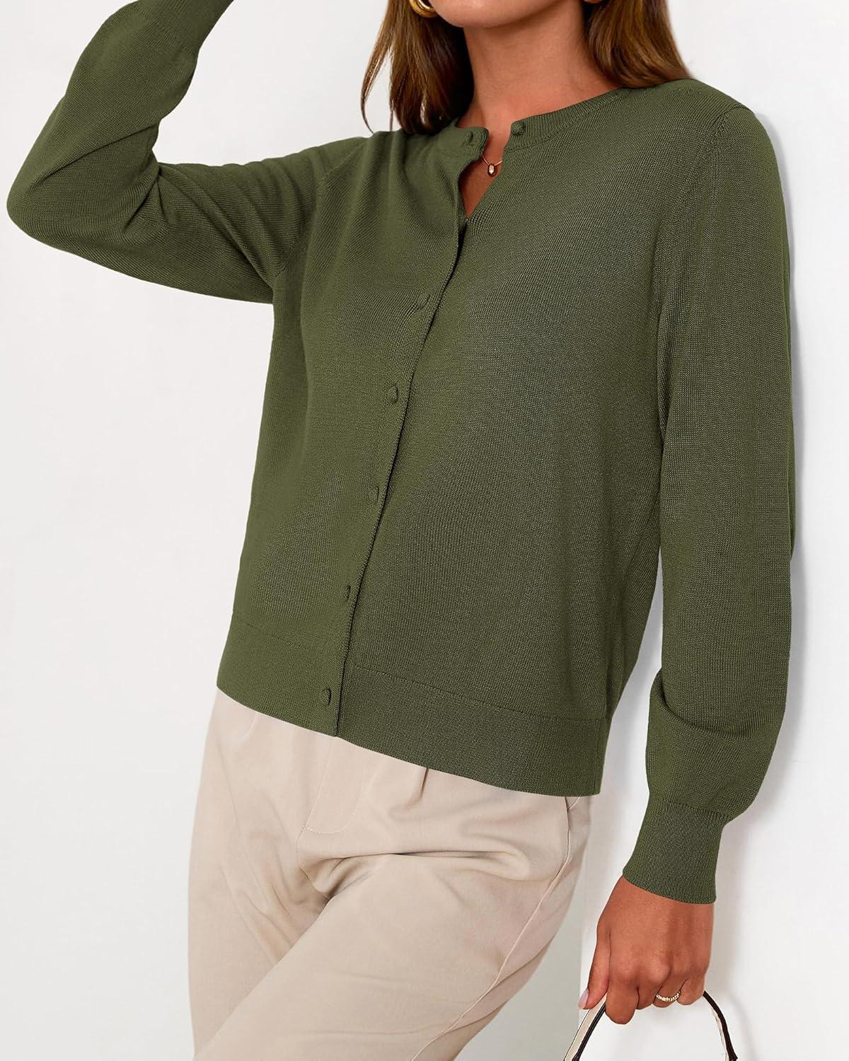 imageBTFBM Cardigan Sweaters for Women Cashmere Sweater Lightweight Button Down Casual Knit Shrugs Tops Early Fall FashionArmy Green