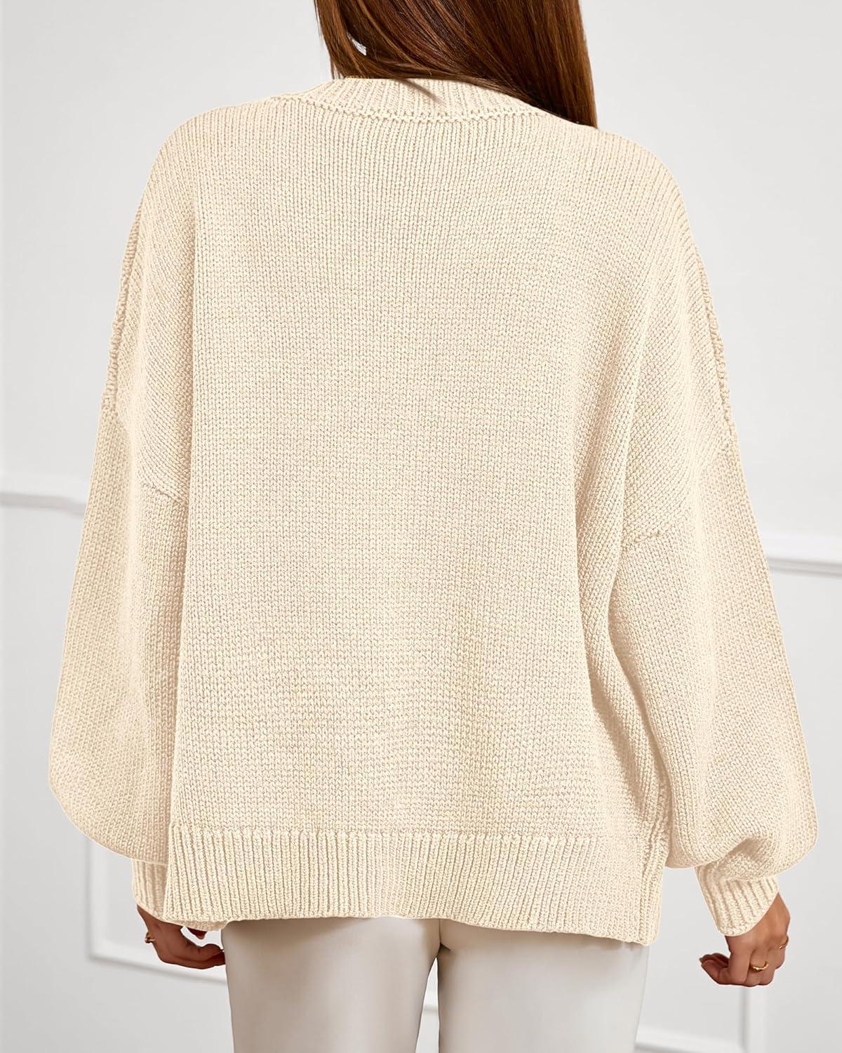 imageBTFBM Chunky Cardigan Sweaters for Women Fall Fashion 2025 Button Long Sleeve Loose Cable Knit Winter Coats OuterwearBeige White