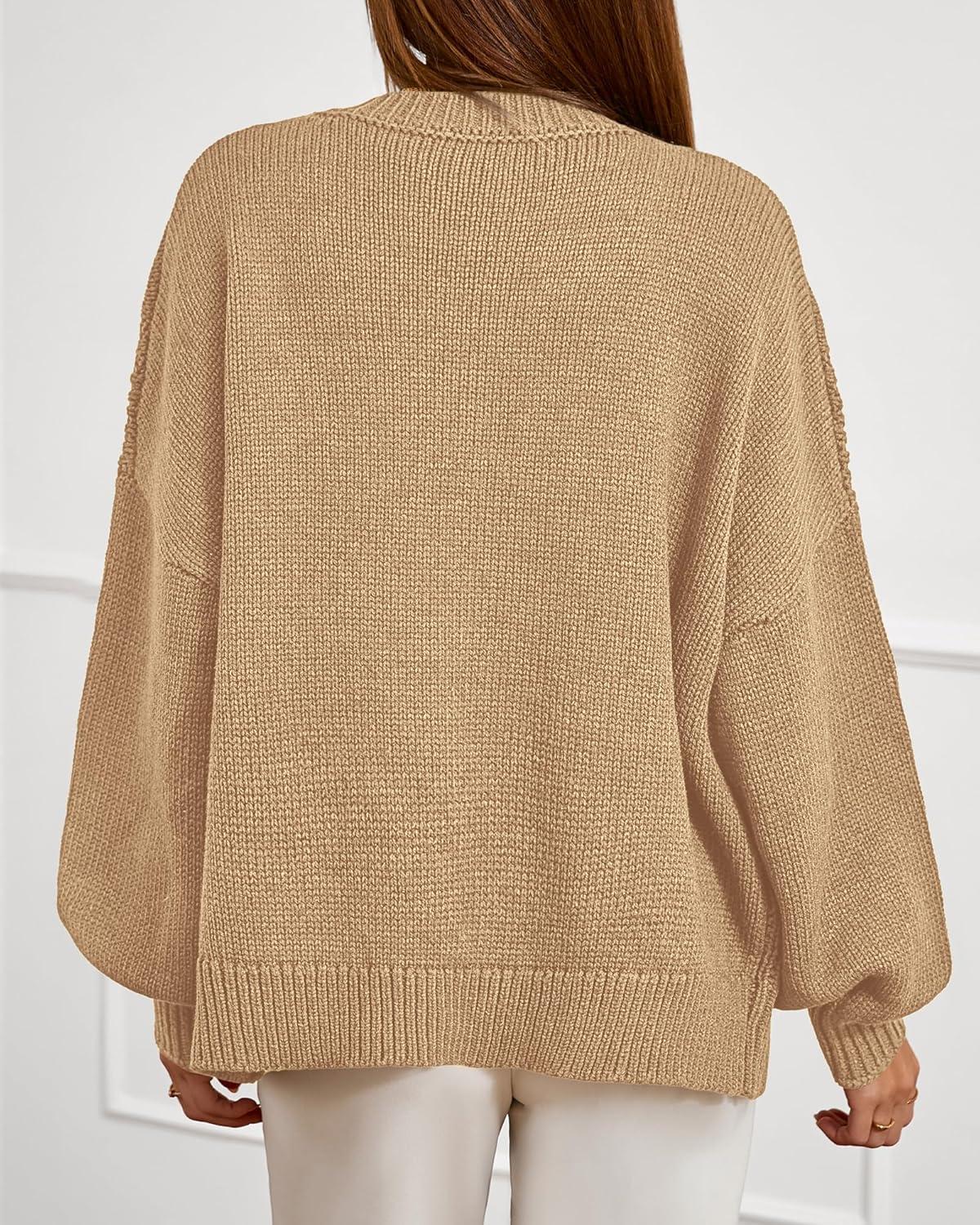 imageBTFBM Chunky Cardigan Sweaters for Women Fall Fashion 2025 Button Long Sleeve Loose Cable Knit Winter Coats OuterwearKhaki