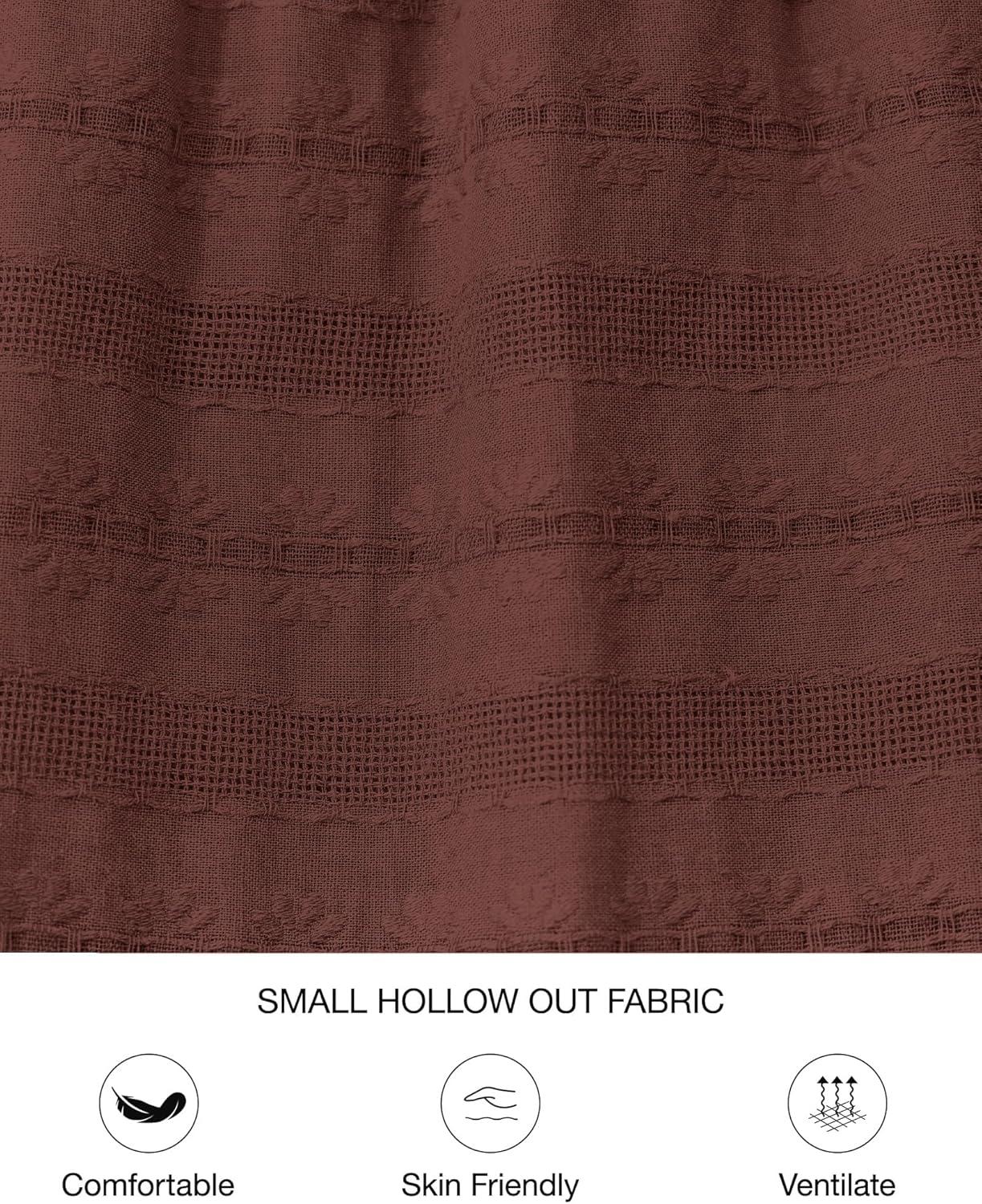 imageBTFBM Mini Dresses for Women 2025 Casual Lightweight Long Sleeve V Neck A Line Elastic Waist Party Holiday DressRed Brown