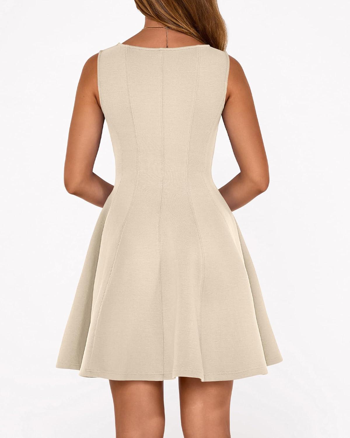 imageBTFBM Spring Dresses for Women 2026 Elegant Classy A Line Casual Graduation Business Work Party Cocktail Short DressBeige