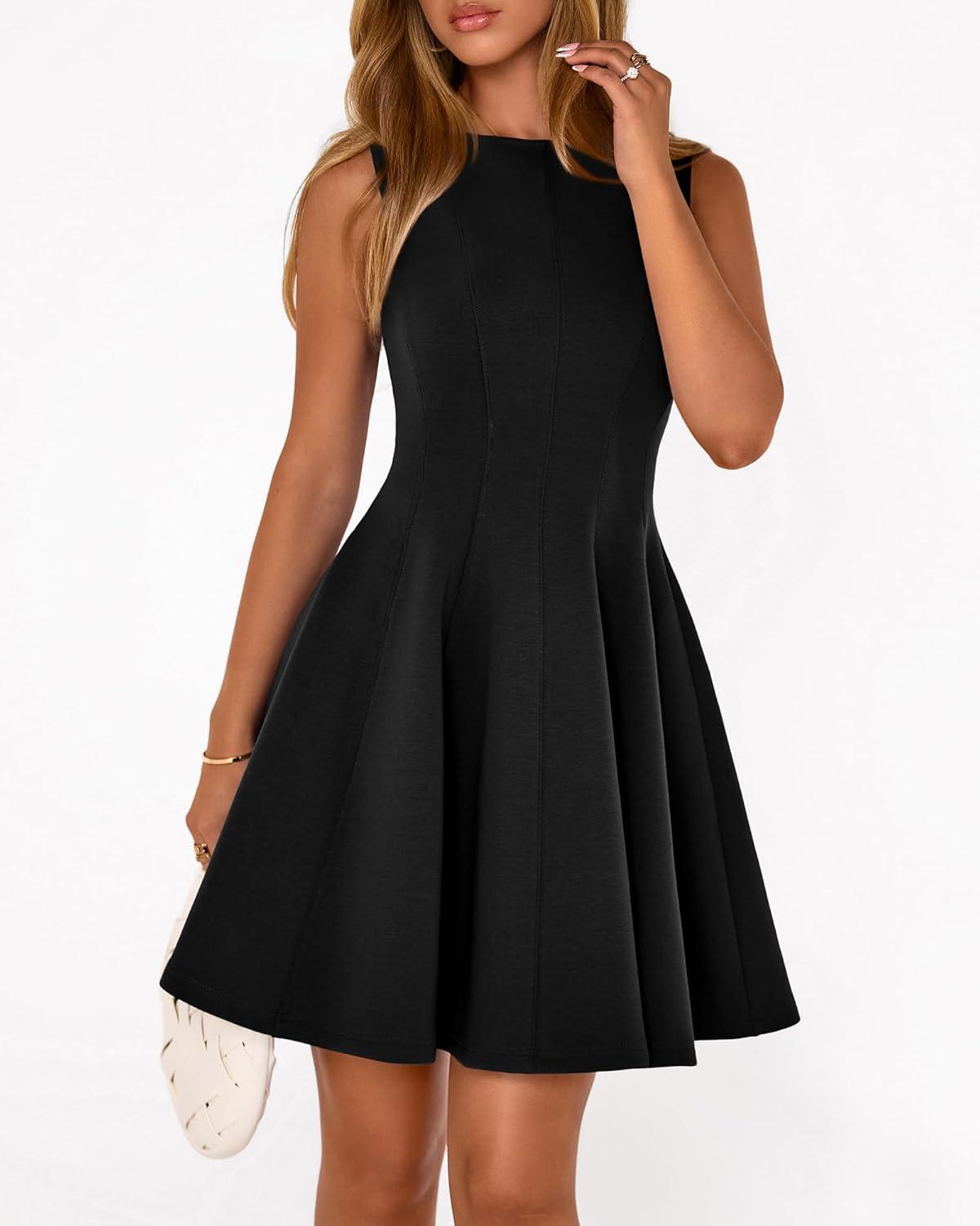 imageBTFBM Spring Dresses for Women 2026 Elegant Classy A Line Casual Graduation Business Work Party Cocktail Short DressBlack