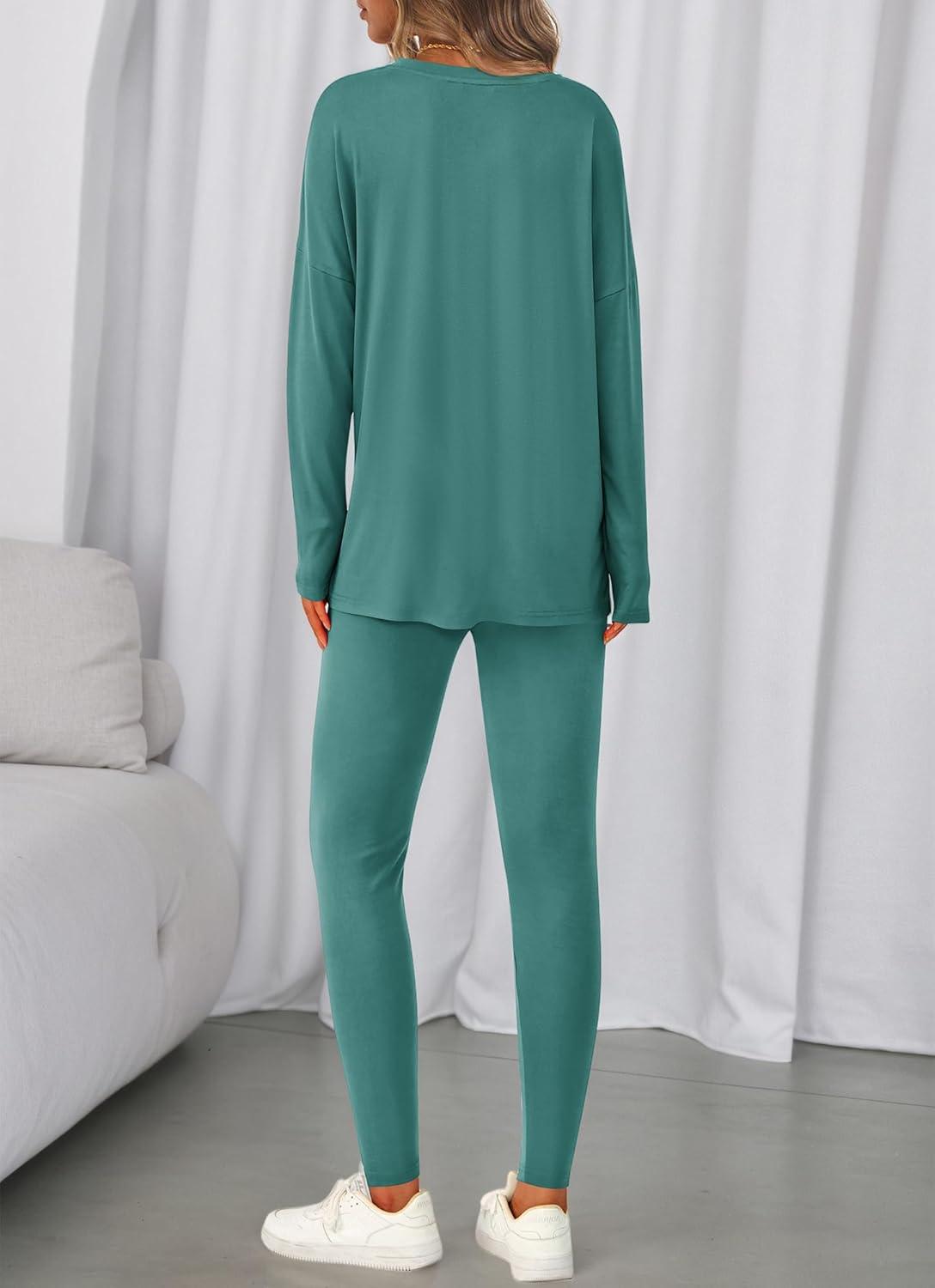 imageBTFBM Two Piece Sets for Women 2025 Casual Lounge Set Matching Oversized Shirts Leggings Workout Airport Travel OutfitsTurquoise