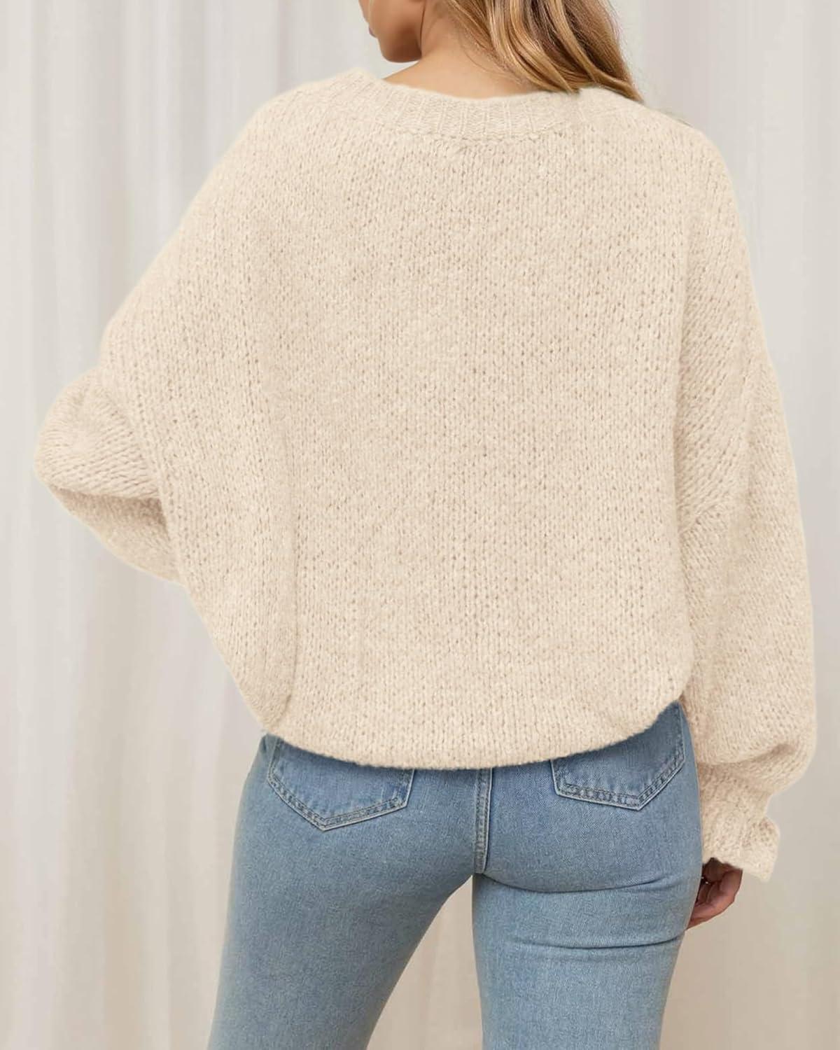 imageBTFBM Womens Oversized Sweater Crewneck 2025 Fall Winter Long Sleeve Fuzzy Warm Knit Pullover Sweaters Trendy OutfitsBeige