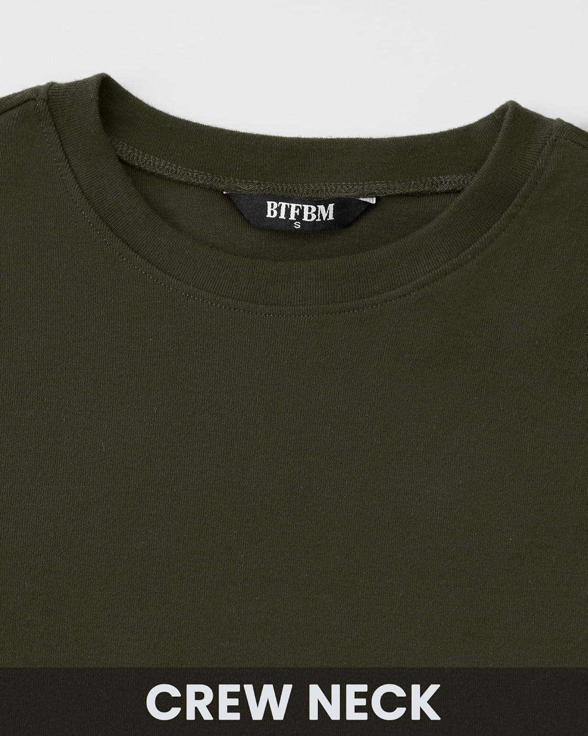 imageBTFBM Womens Tops 2026 Spring Outfits Long Sleeve Shirts Crewneck Work Blouses Stretchy Slim Fit Going Out Top WorkoutArmy Green
