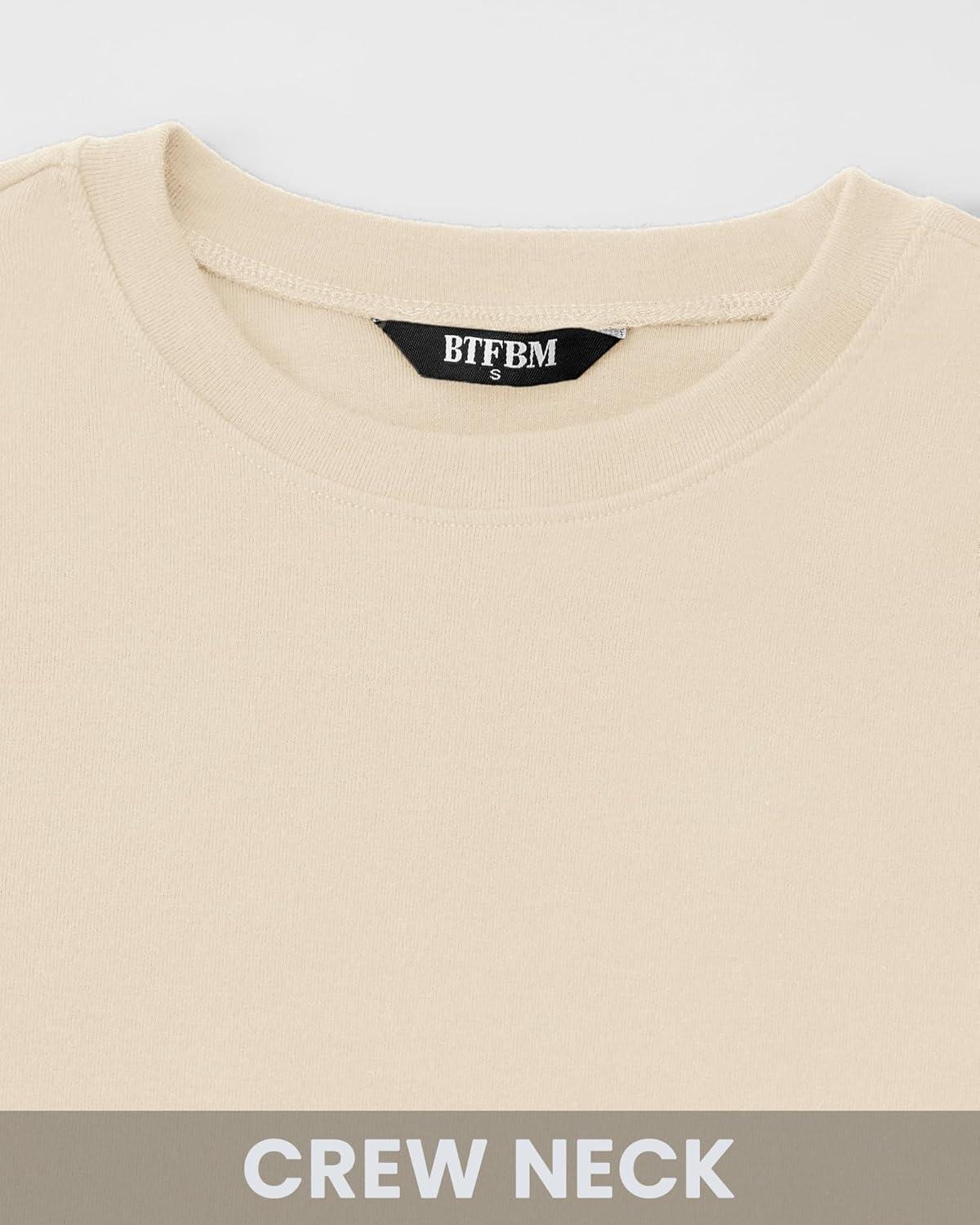 imageBTFBM Womens Tops 2026 Spring Outfits Long Sleeve Shirts Crewneck Work Blouses Stretchy Slim Fit Going Out Top WorkoutBeige