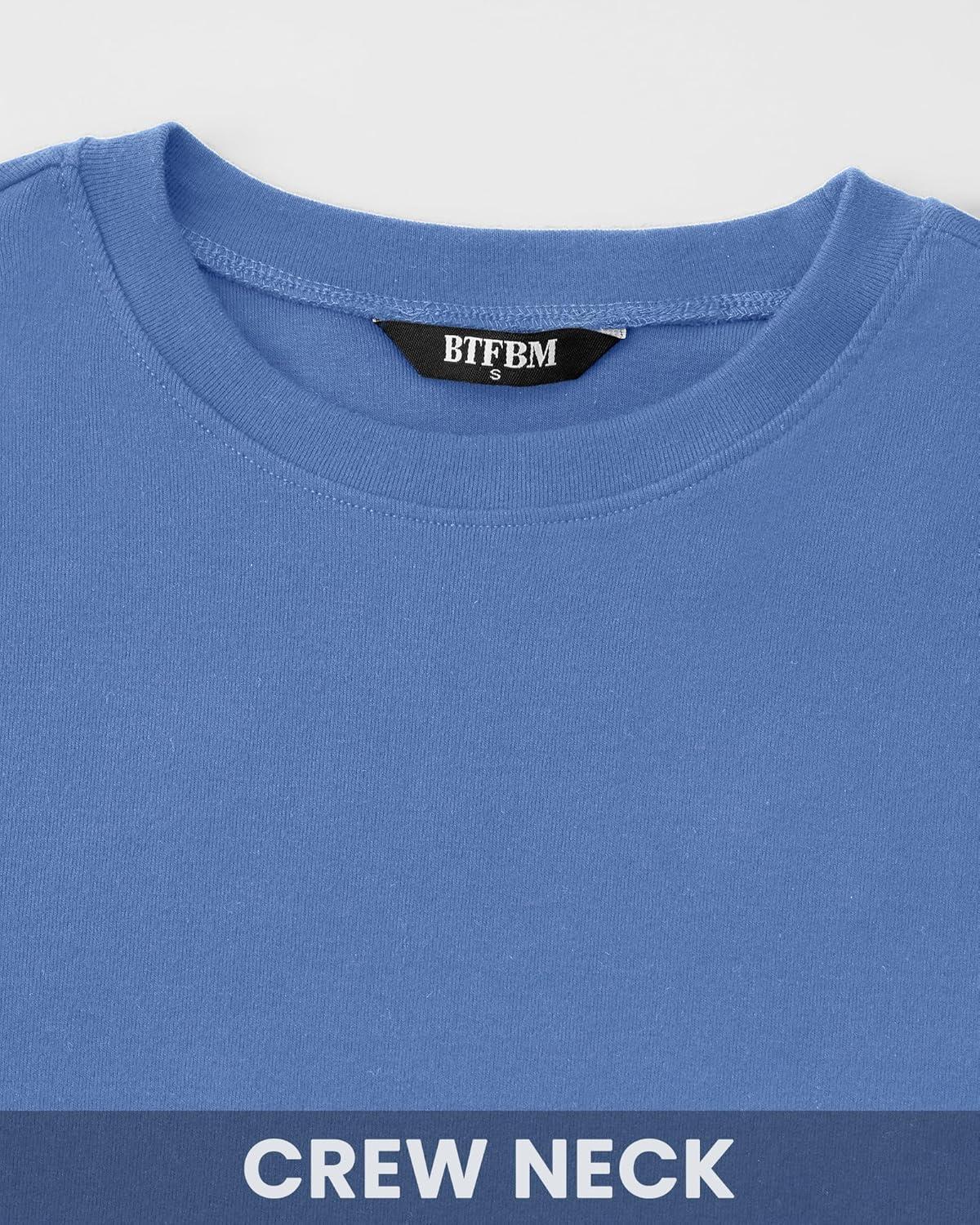 imageBTFBM Womens Tops 2026 Spring Outfits Long Sleeve Shirts Crewneck Work Blouses Stretchy Slim Fit Going Out Top WorkoutBlue