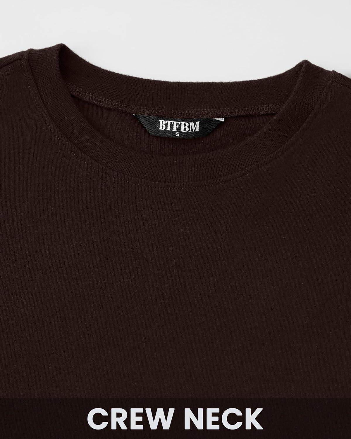 imageBTFBM Womens Tops 2026 Spring Outfits Long Sleeve Shirts Crewneck Work Blouses Stretchy Slim Fit Going Out Top WorkoutCoffee