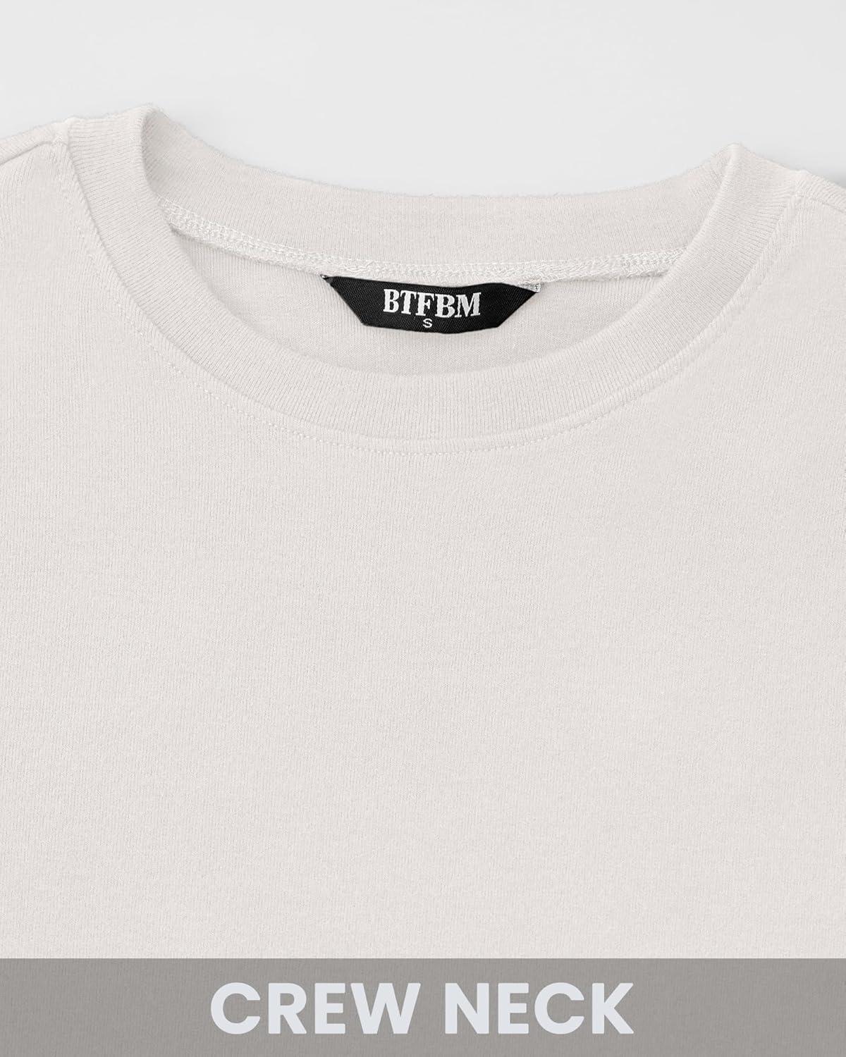 imageBTFBM Womens Tops 2026 Spring Outfits Long Sleeve Shirts Crewneck Work Blouses Stretchy Slim Fit Going Out Top WorkoutWhite