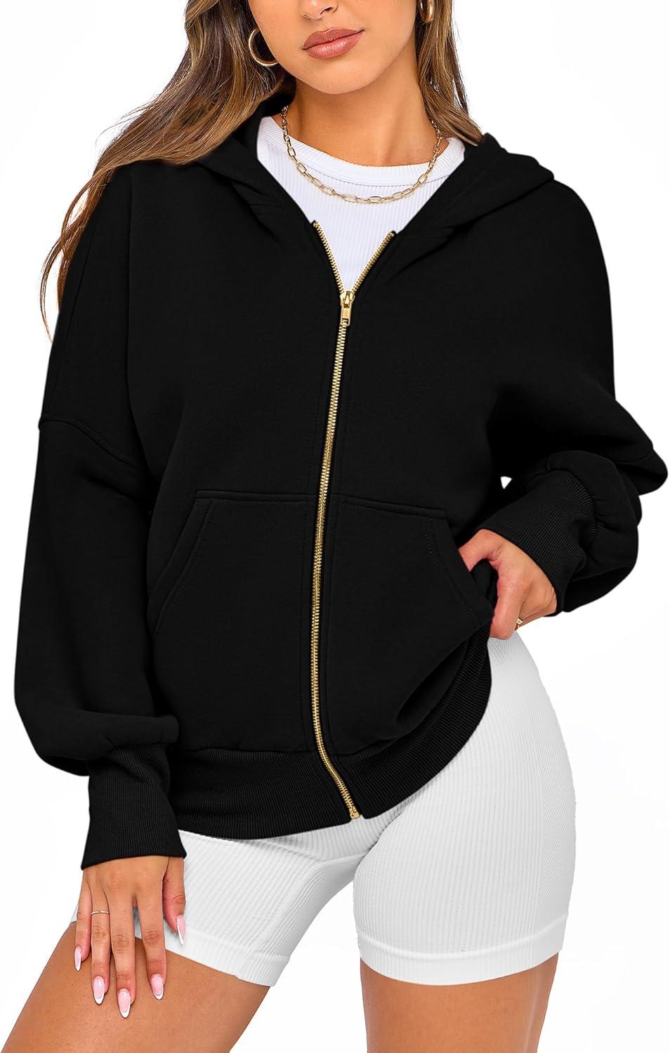 imageBTFBM Zip Up Hoodie Women Fall Fashion 2025 Trendy Long Sleeve Sweatshirt Fleece Jacket Y2K Hoodies Winter ClothingBlack