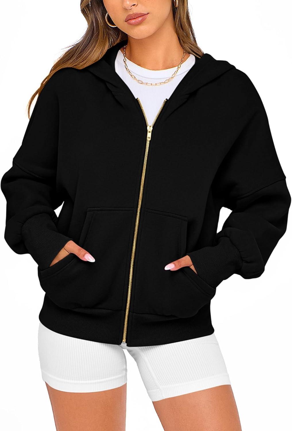 imageBTFBM Zip Up Hoodie Women Fall Fashion 2025 Trendy Long Sleeve Sweatshirt Fleece Jacket Y2K Hoodies Winter ClothingBlack