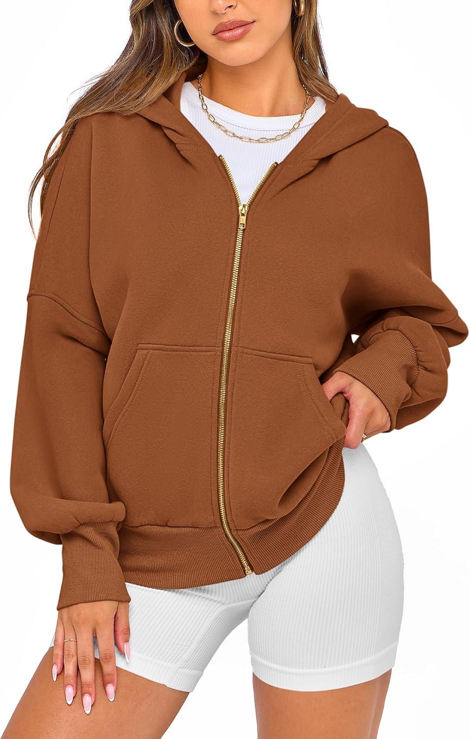 imageBTFBM Zip Up Hoodie Women Fall Fashion 2025 Trendy Long Sleeve Sweatshirt Fleece Jacket Y2K Hoodies Winter ClothingBrown