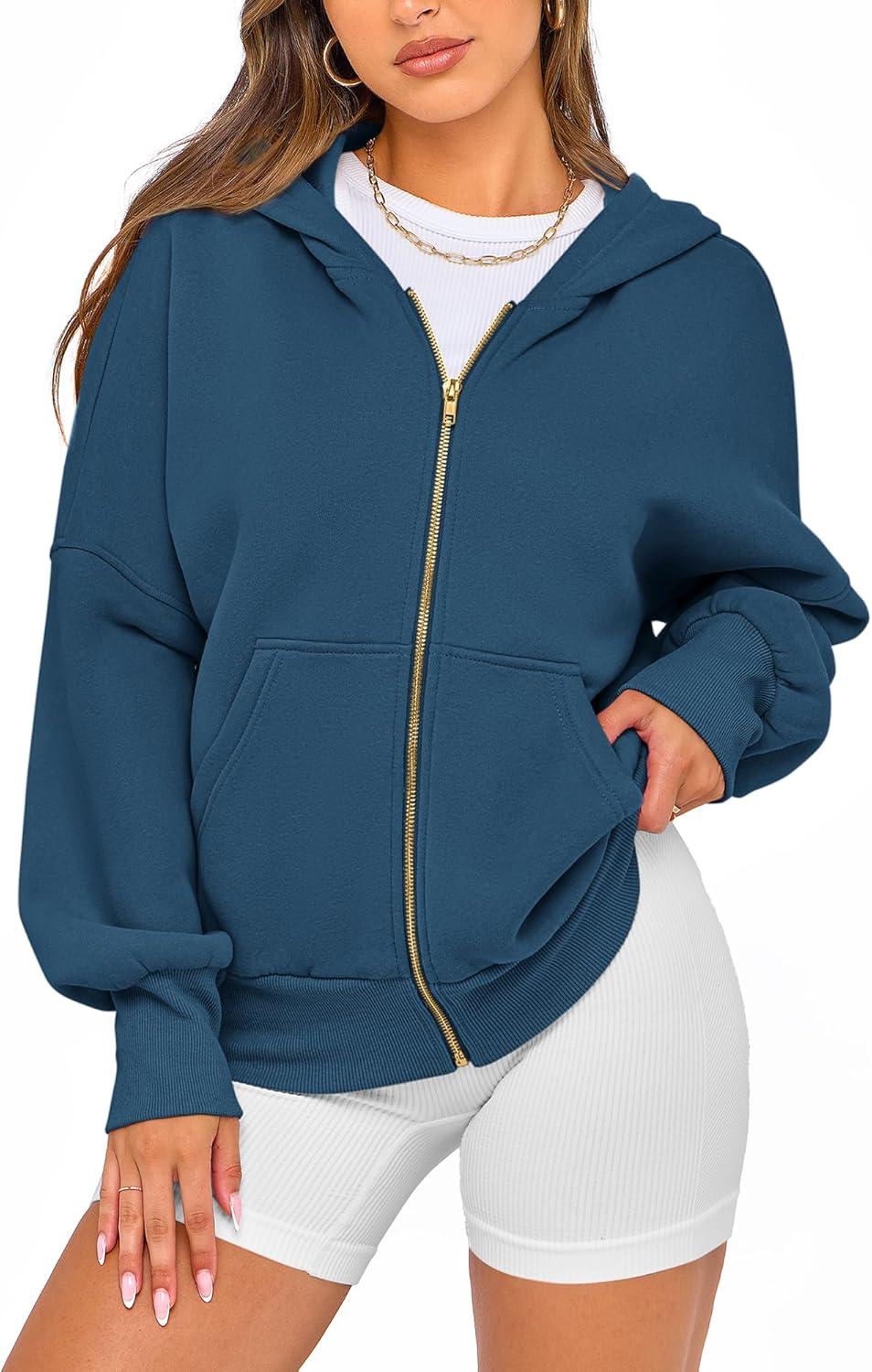 imageBTFBM Zip Up Hoodie Women Fall Fashion 2025 Trendy Long Sleeve Sweatshirt Fleece Jacket Y2K Hoodies Winter ClothingDark Blue