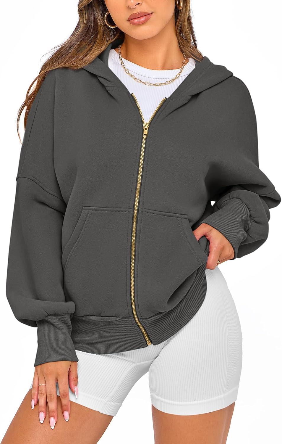 imageBTFBM Zip Up Hoodie Women Fall Fashion 2025 Trendy Long Sleeve Sweatshirt Fleece Jacket Y2K Hoodies Winter ClothingDark Grey