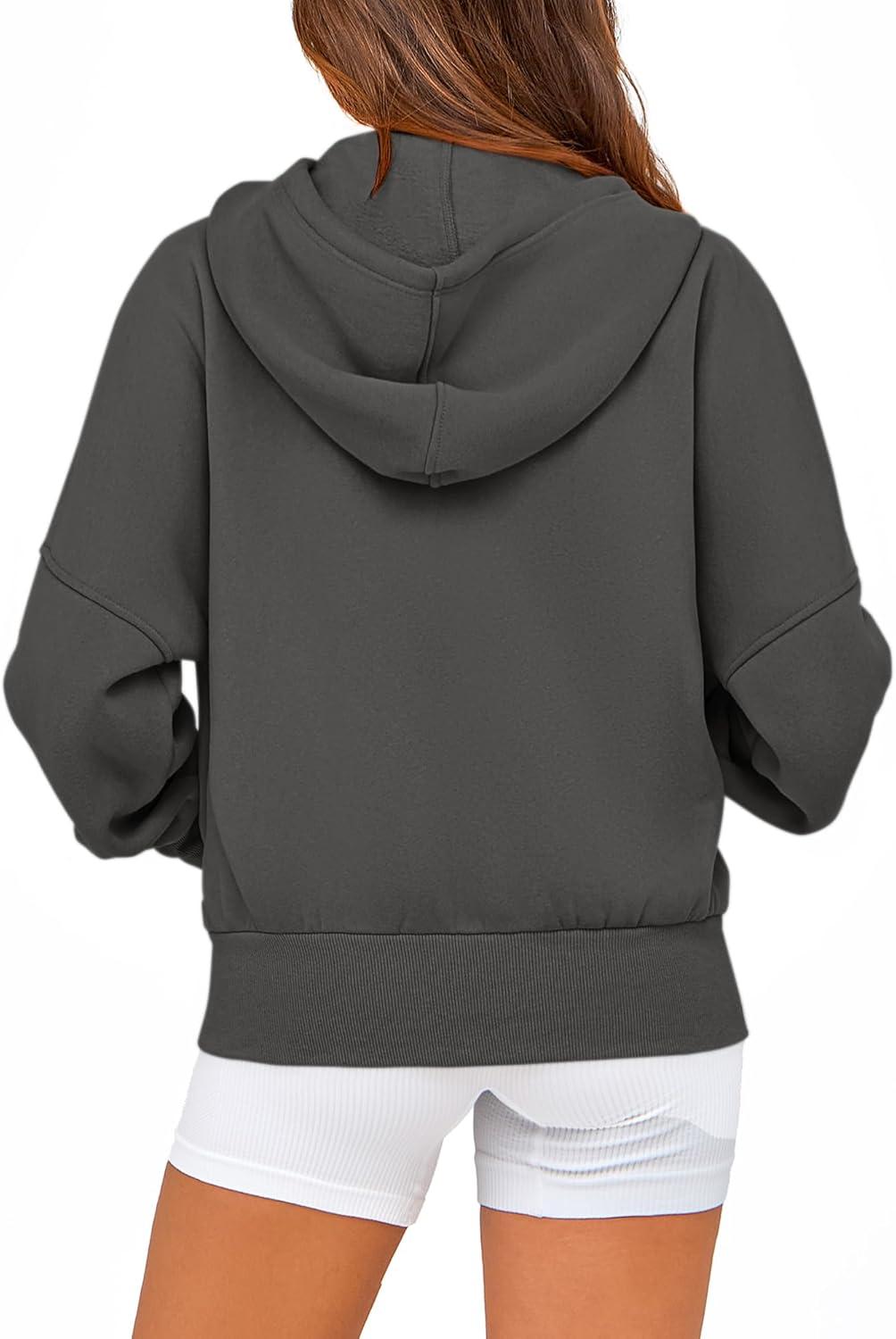 imageBTFBM Zip Up Hoodie Women Fall Fashion 2025 Trendy Long Sleeve Sweatshirt Fleece Jacket Y2K Hoodies Winter ClothingDark Grey