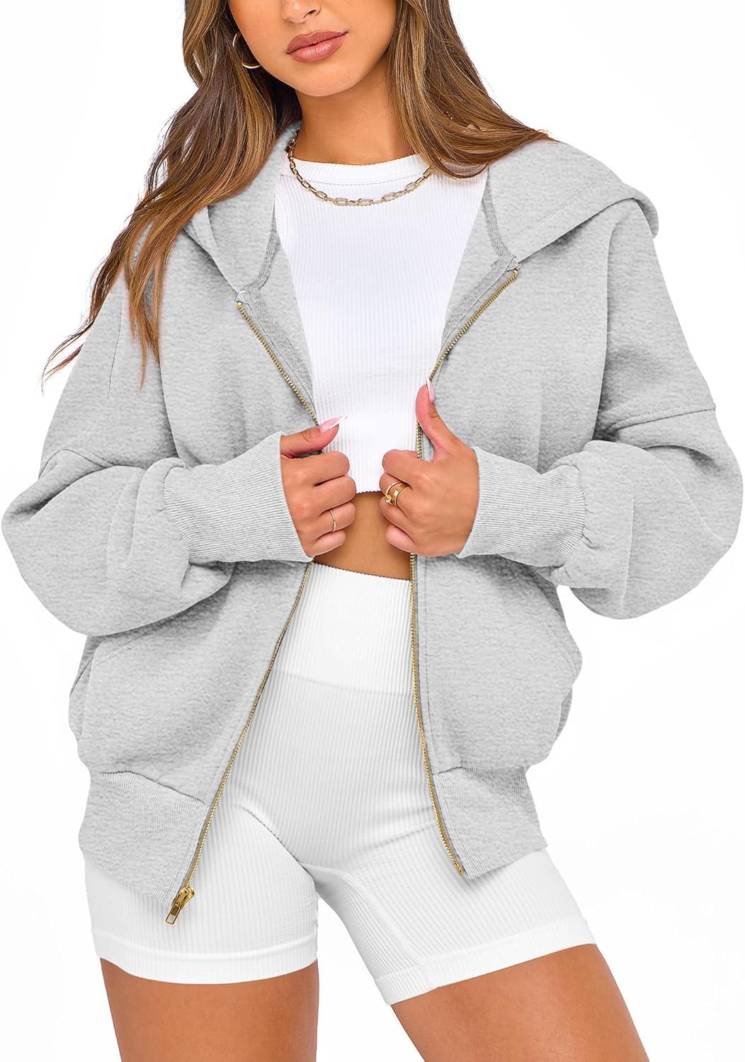 imageBTFBM Zip Up Hoodie Women Fall Fashion 2025 Trendy Long Sleeve Sweatshirt Fleece Jacket Y2K Hoodies Winter ClothingGrey