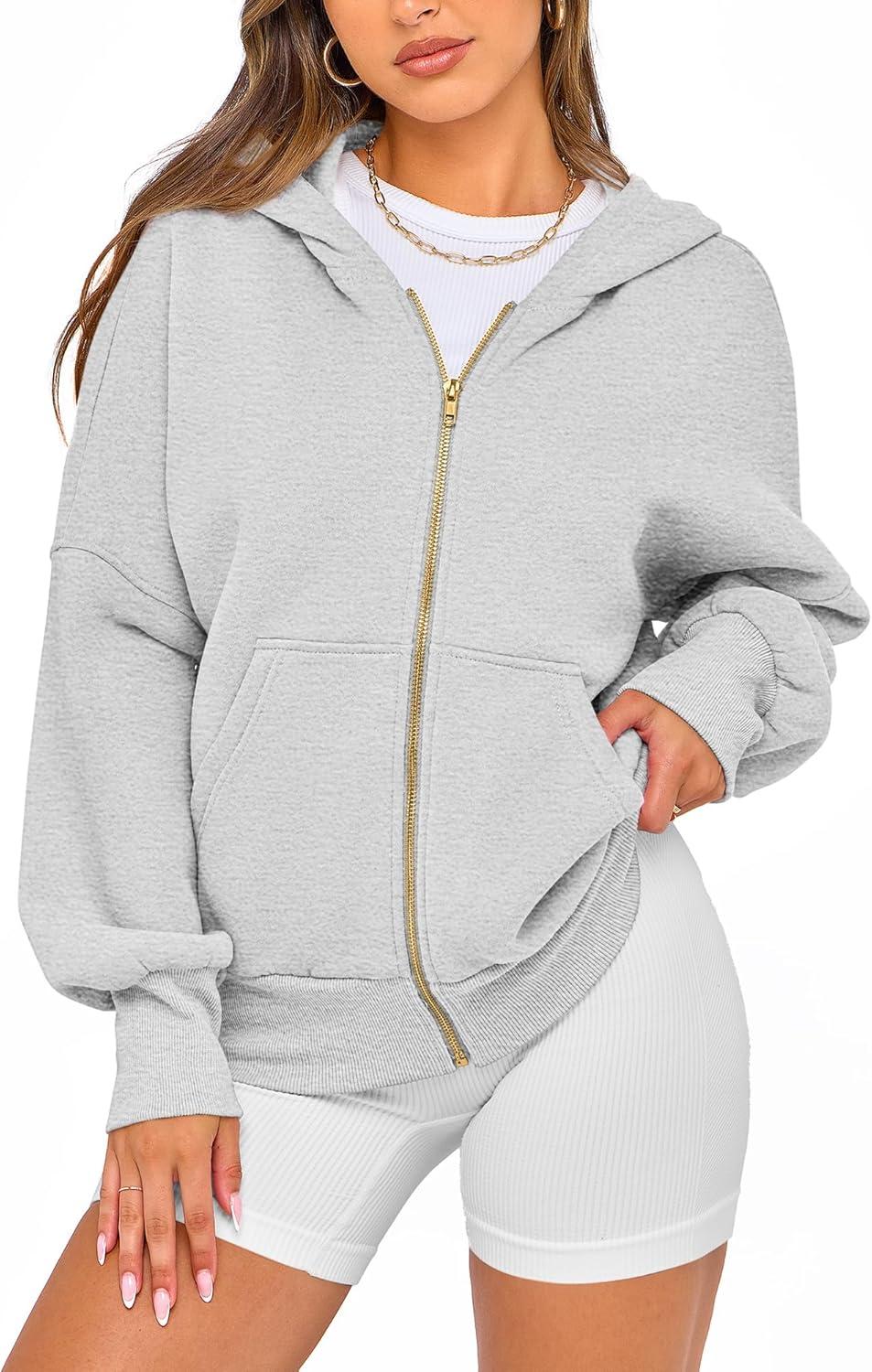 imageBTFBM Zip Up Hoodie Women Fall Fashion 2025 Trendy Long Sleeve Sweatshirt Fleece Jacket Y2K Hoodies Winter ClothingGrey