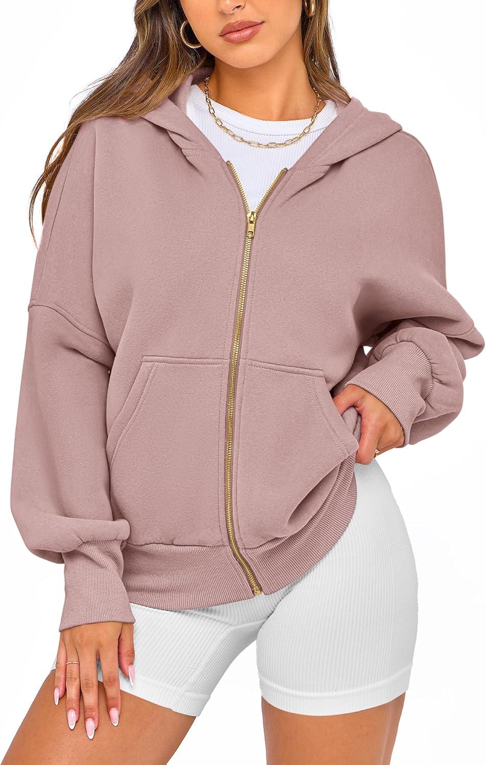 imageBTFBM Zip Up Hoodie Women Fall Fashion 2025 Trendy Long Sleeve Sweatshirt Fleece Jacket Y2K Hoodies Winter ClothingGrey Pink