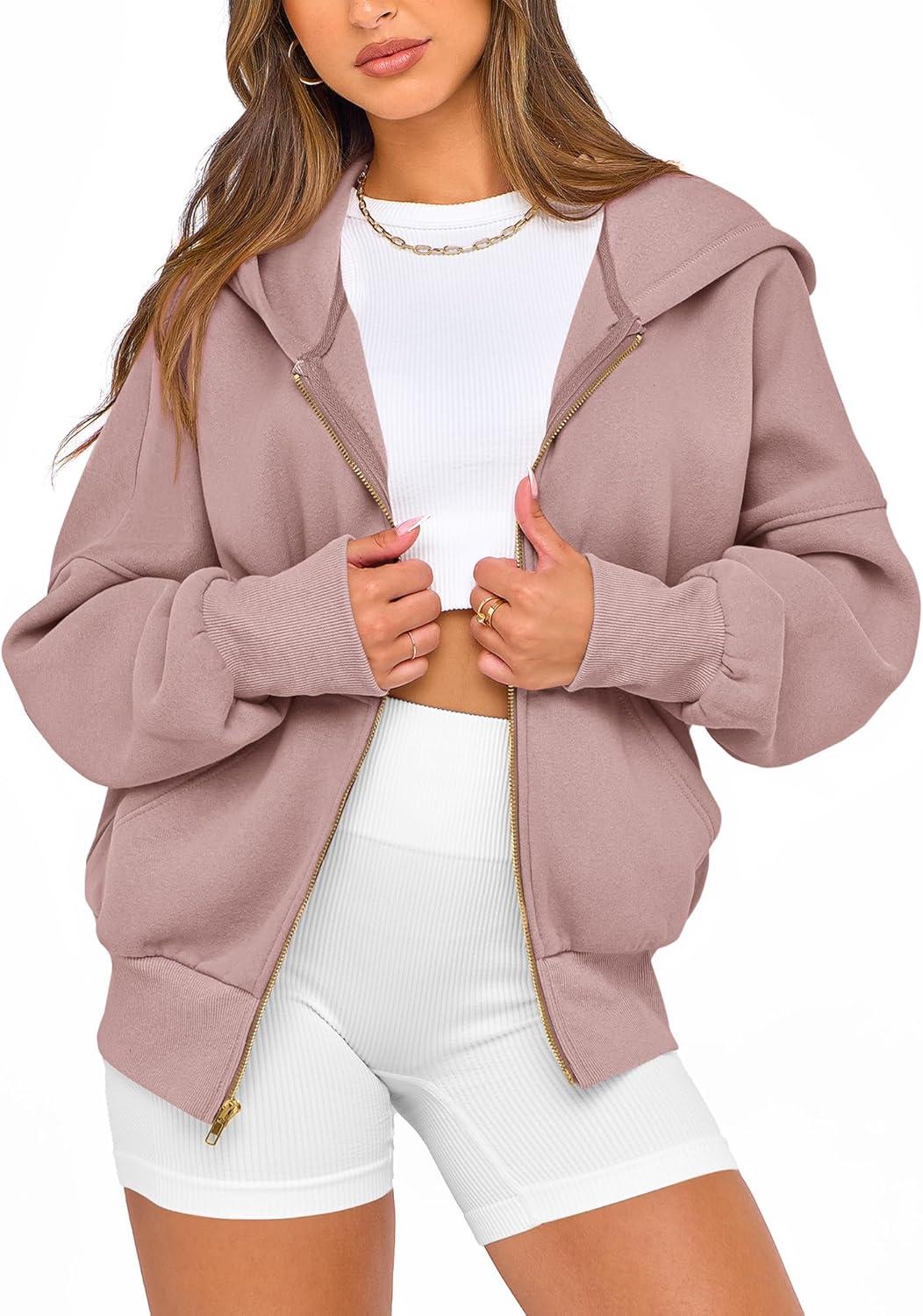 imageBTFBM Zip Up Hoodie Women Fall Fashion 2025 Trendy Long Sleeve Sweatshirt Fleece Jacket Y2K Hoodies Winter ClothingGrey Pink