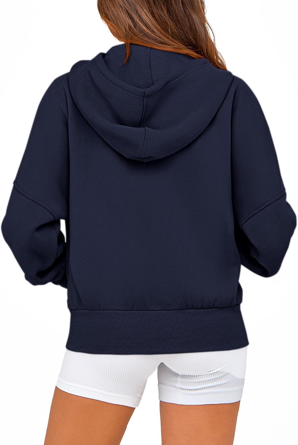 imageBTFBM Zip Up Hoodie Women Fall Fashion 2025 Trendy Long Sleeve Sweatshirt Fleece Jacket Y2K Hoodies Winter ClothingNavy