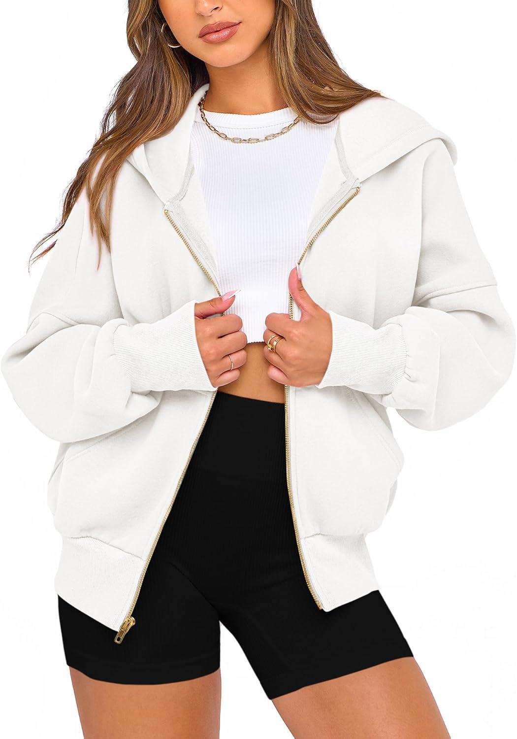 imageBTFBM Zip Up Hoodie Women Fall Fashion 2025 Trendy Long Sleeve Sweatshirt Fleece Jacket Y2K Hoodies Winter ClothingWhite