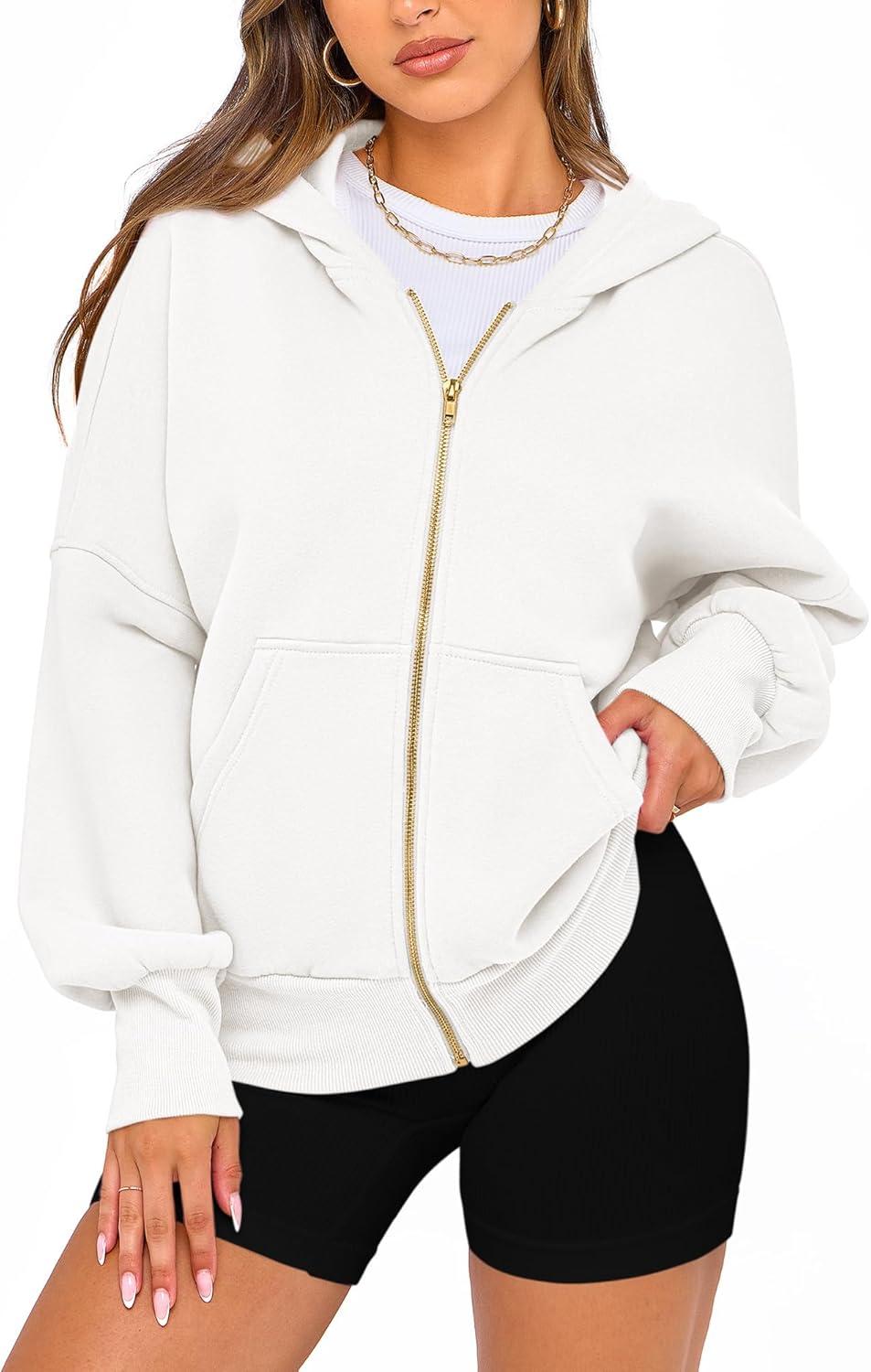 imageBTFBM Zip Up Hoodie Women Fall Fashion 2025 Trendy Long Sleeve Sweatshirt Fleece Jacket Y2K Hoodies Winter ClothingWhite