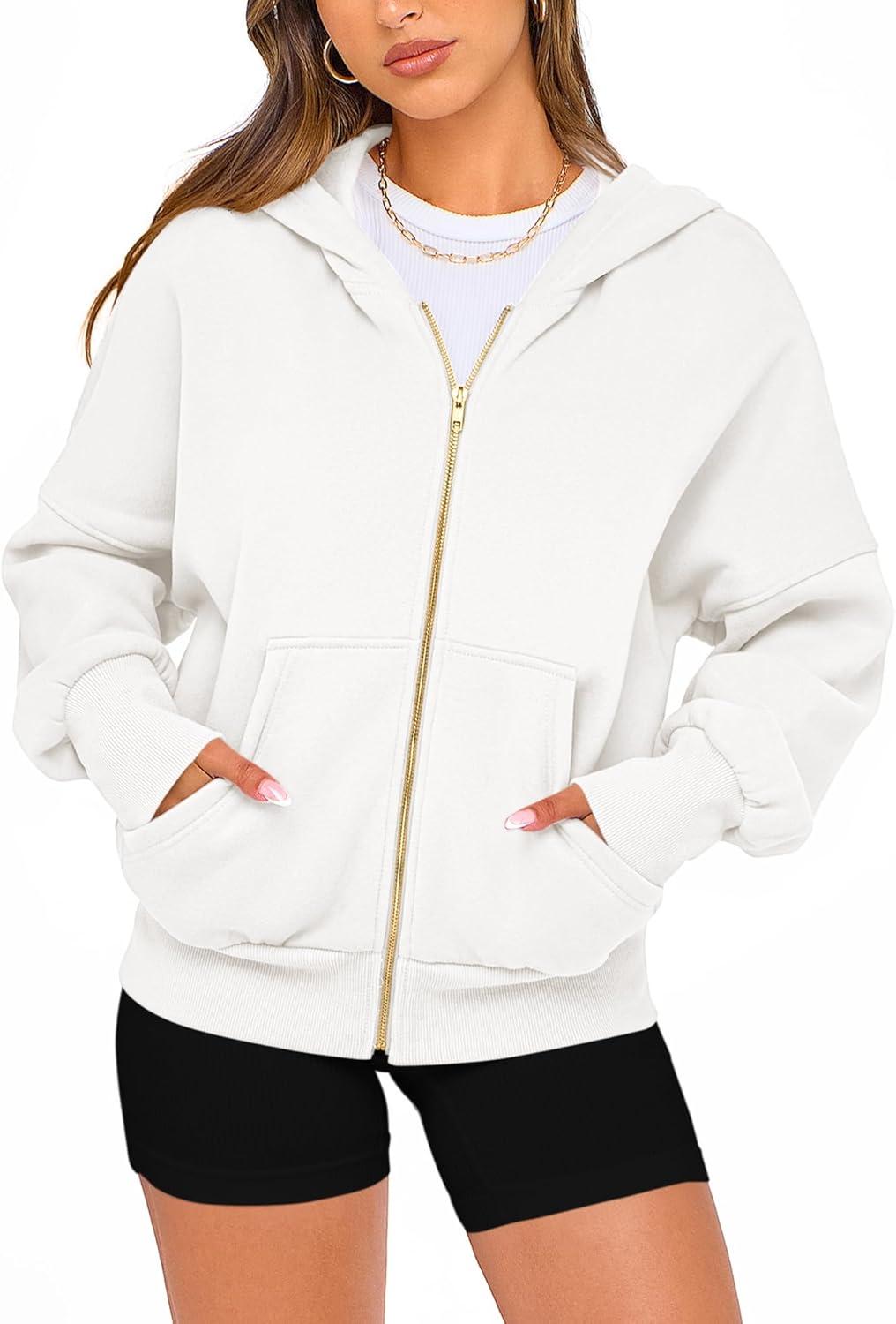 imageBTFBM Zip Up Hoodie Women Fall Fashion 2025 Trendy Long Sleeve Sweatshirt Fleece Jacket Y2K Hoodies Winter ClothingWhite