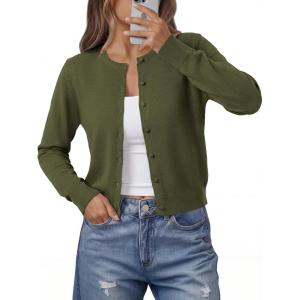 BTFBM Cardigan Sweaters for Women Cashmere Sweater Lightweight Button Down Casual Knit Shrugs Tops Early Fall Fashion(Army Green)