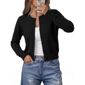 BTFBM Cardigan Sweaters for Women Cashmere Sweater Lightweight Button Down Casual Knit Shrugs Tops Early Fall Fashion(Black)