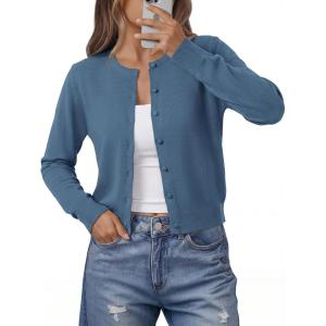 BTFBM Cardigan Sweaters for Women Cashmere Sweater Lightweight Button Down Casual Knit Shrugs Tops Early Fall Fashion(Dark Blue)