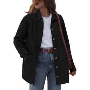 BTFBM Faux Suede Jacket Women Fall Fashion 2025 Leather Jackets Long Sleeve Button Down Winter Coats Shackets Outerwear(Black)