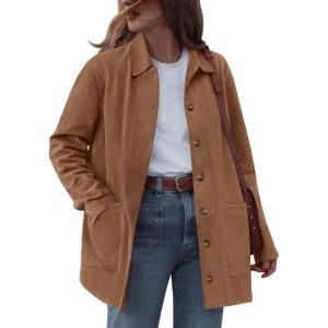 BTFBM Faux Suede Jacket Women Fall Fashion 2025 Leather Jackets Long Sleeve Button Down Winter Coats Shackets Outerwear(Camel)