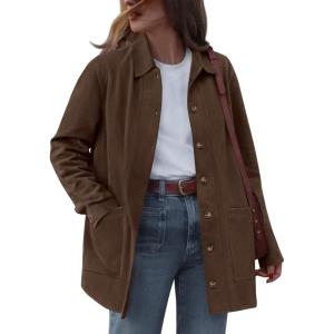 BTFBM Faux Suede Jacket Women Fall Fashion 2025 Leather Jackets Long Sleeve Button Down Winter Coats Shackets Outerwear(Dark Brown)