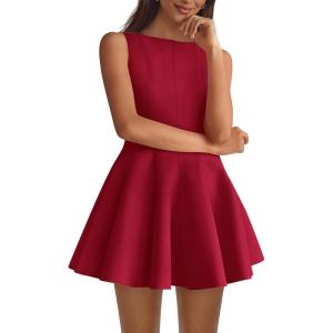 BTFBM Spring Dresses for Women 2026 Elegant Classy A Line Casual Graduation Business Work Party Cocktail Short Dress(Red)