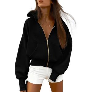 BTFBM Zip Up Hoodie Women Fall Fashion 2025 Trendy Long Sleeve Sweatshirt Fleece Jacket Y2K Hoodies Winter Clothing(Black)