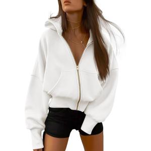 BTFBM Zip Up Hoodie Women Fall Fashion 2025 Trendy Long Sleeve Sweatshirt Fleece Jacket Y2K Hoodies Winter Clothing(White)