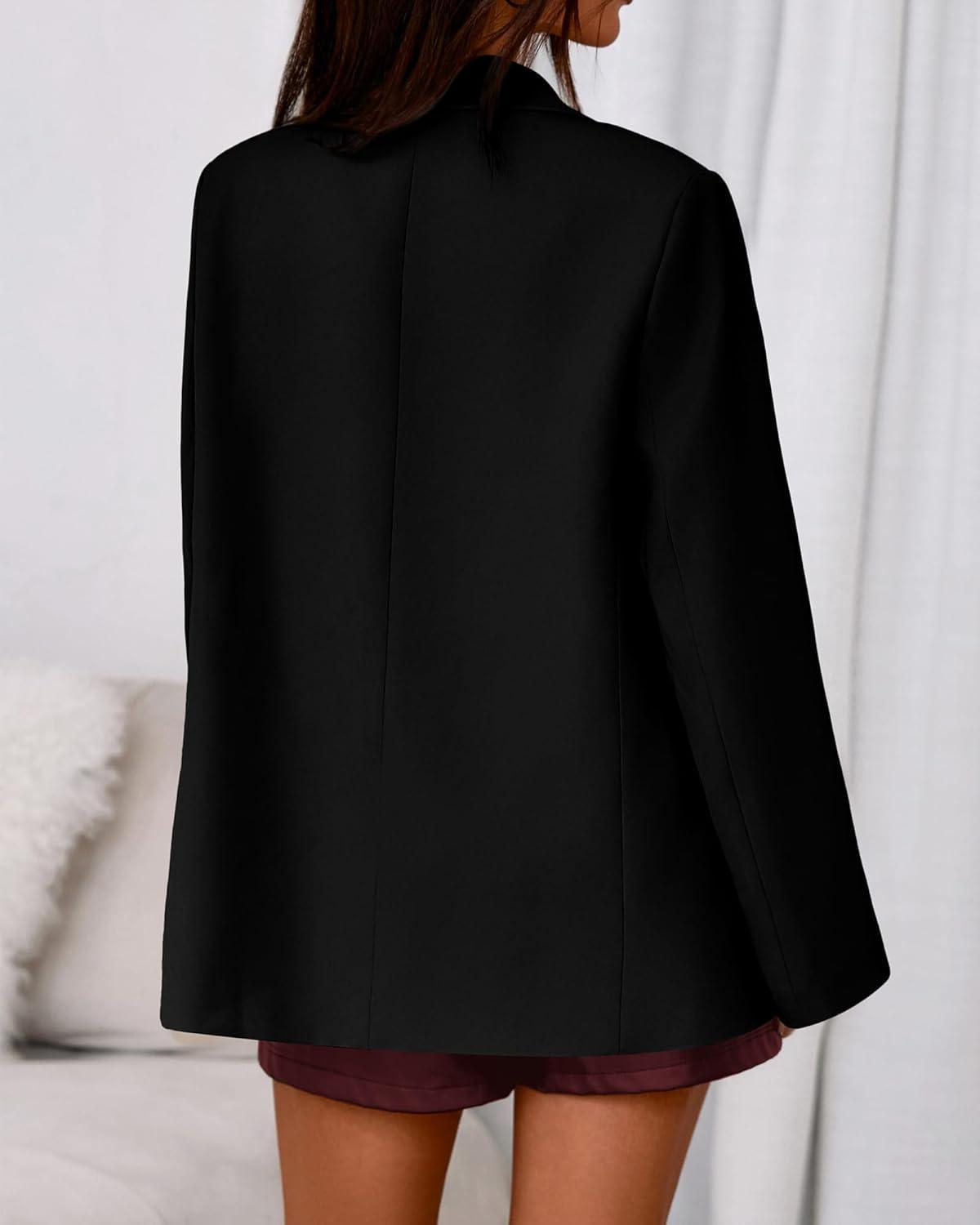 imageBTFBM Blazers for Women 2026 Spring Business Casual Clothes Open Front Oversized Winter Coats Work Office Suit JacketsBlack