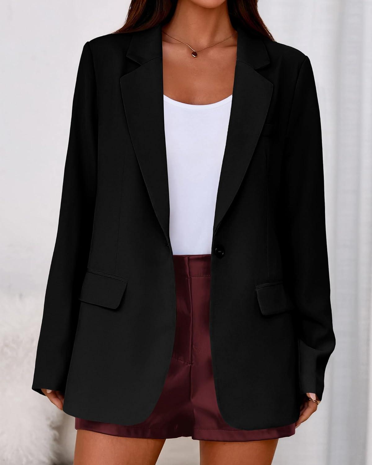 imageBTFBM Blazers for Women 2026 Spring Business Casual Clothes Open Front Oversized Winter Coats Work Office Suit JacketsBlack