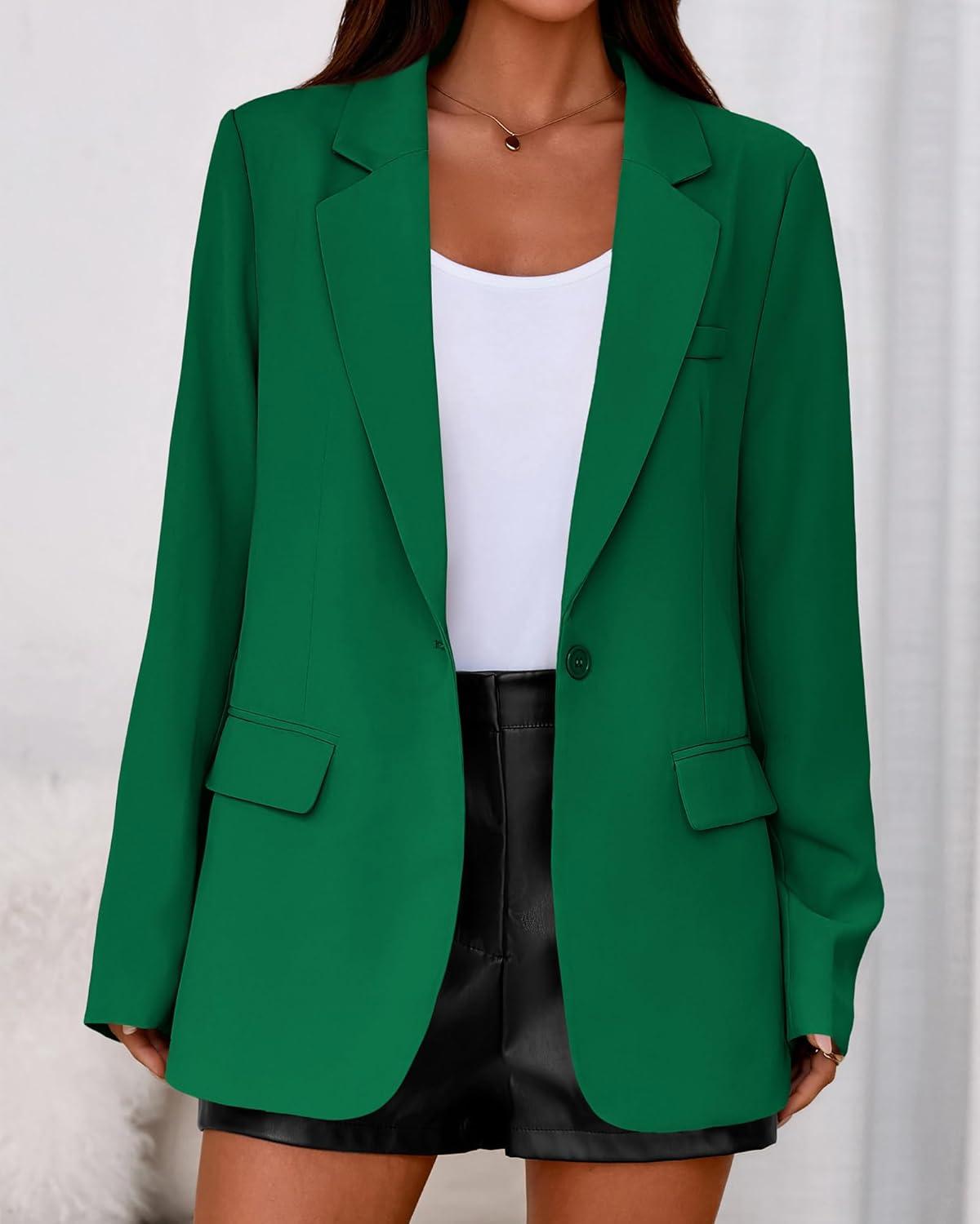 imageBTFBM Blazers for Women 2026 Spring Business Casual Clothes Open Front Oversized Winter Coats Work Office Suit JacketsGreen