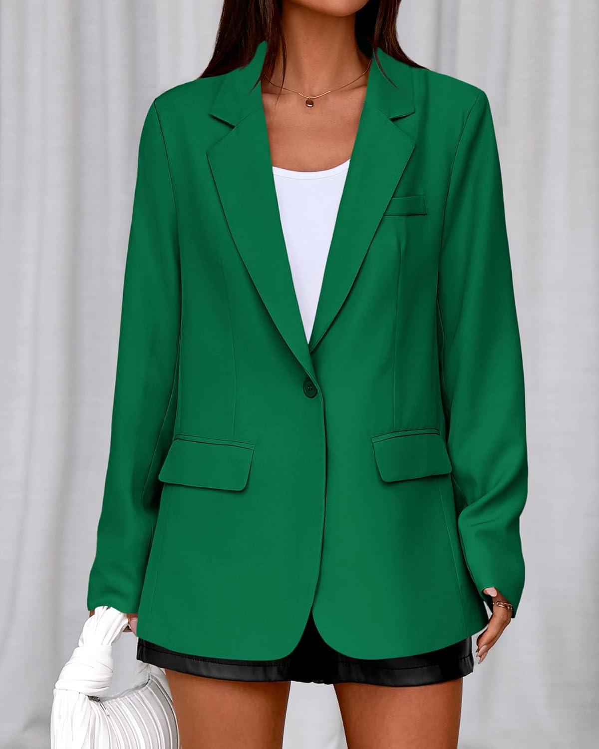imageBTFBM Blazers for Women 2026 Spring Business Casual Clothes Open Front Oversized Winter Coats Work Office Suit JacketsGreen