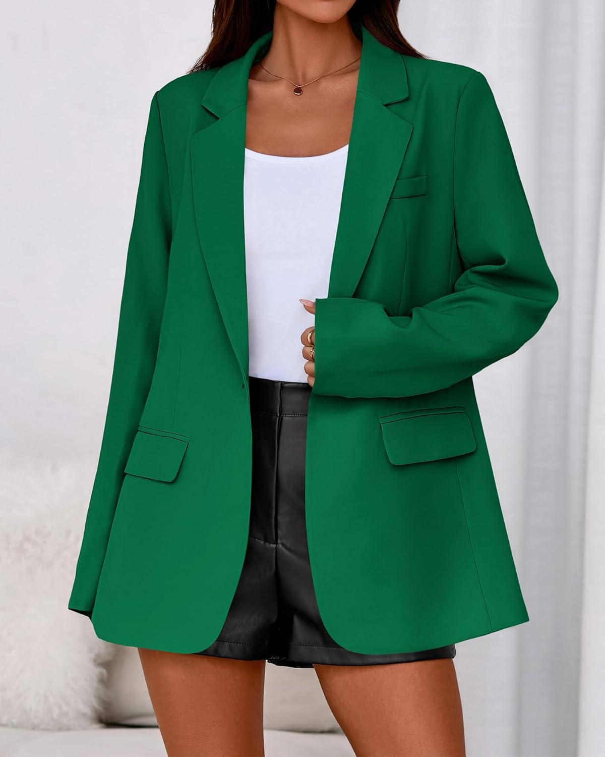 imageBTFBM Blazers for Women 2026 Spring Business Casual Clothes Open Front Oversized Winter Coats Work Office Suit JacketsGreen