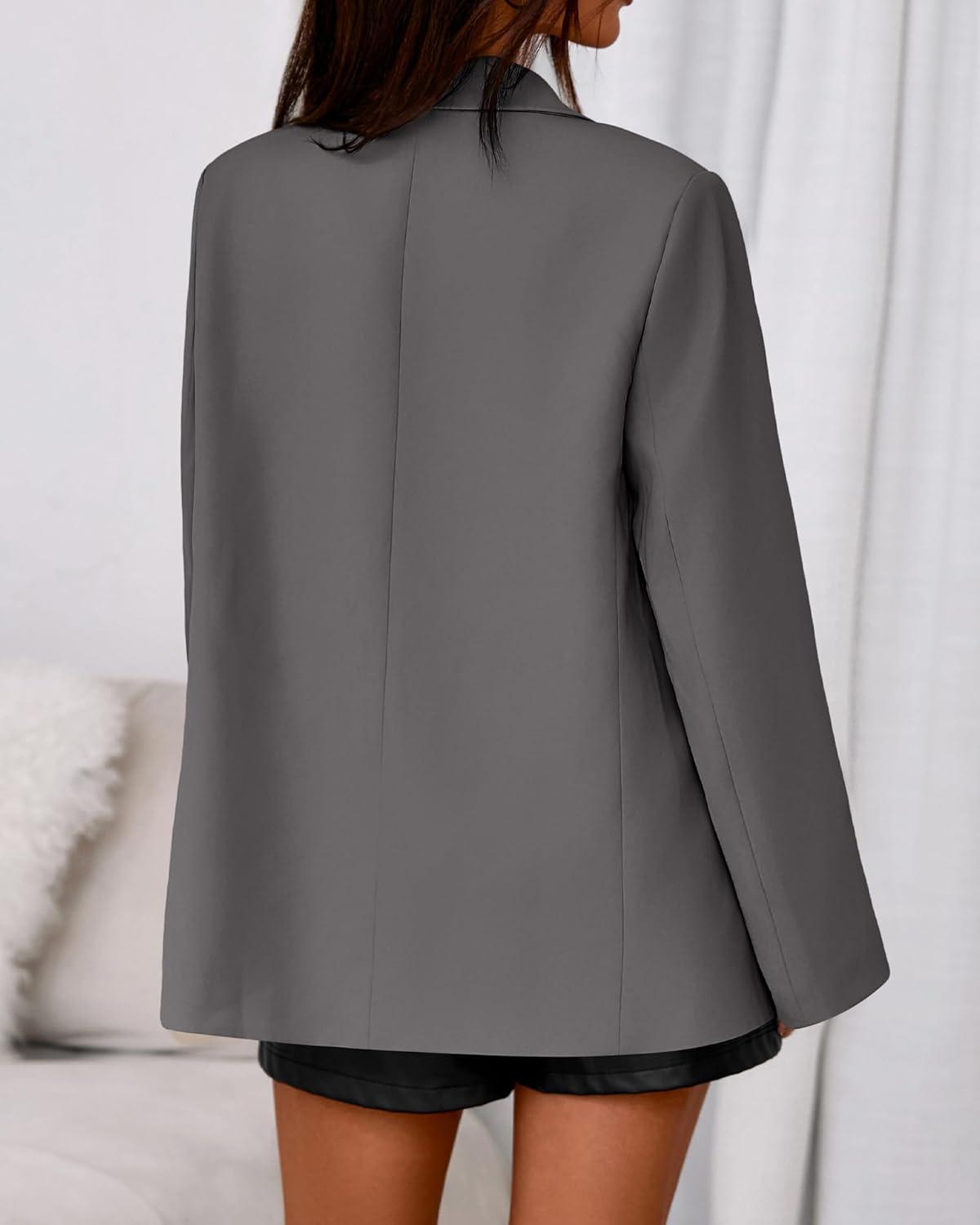 imageBTFBM Blazers for Women 2026 Spring Business Casual Clothes Open Front Oversized Winter Coats Work Office Suit JacketsGrey