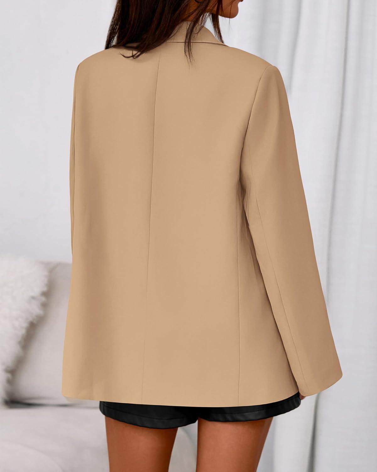 imageBTFBM Blazers for Women 2026 Spring Business Casual Clothes Open Front Oversized Winter Coats Work Office Suit JacketsKhaki