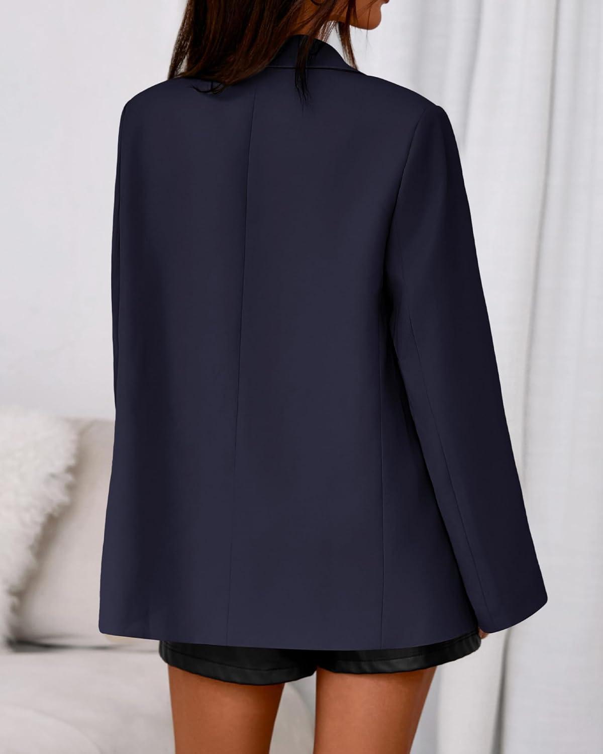 imageBTFBM Blazers for Women 2026 Spring Business Casual Clothes Open Front Oversized Winter Coats Work Office Suit JacketsNavy Blue