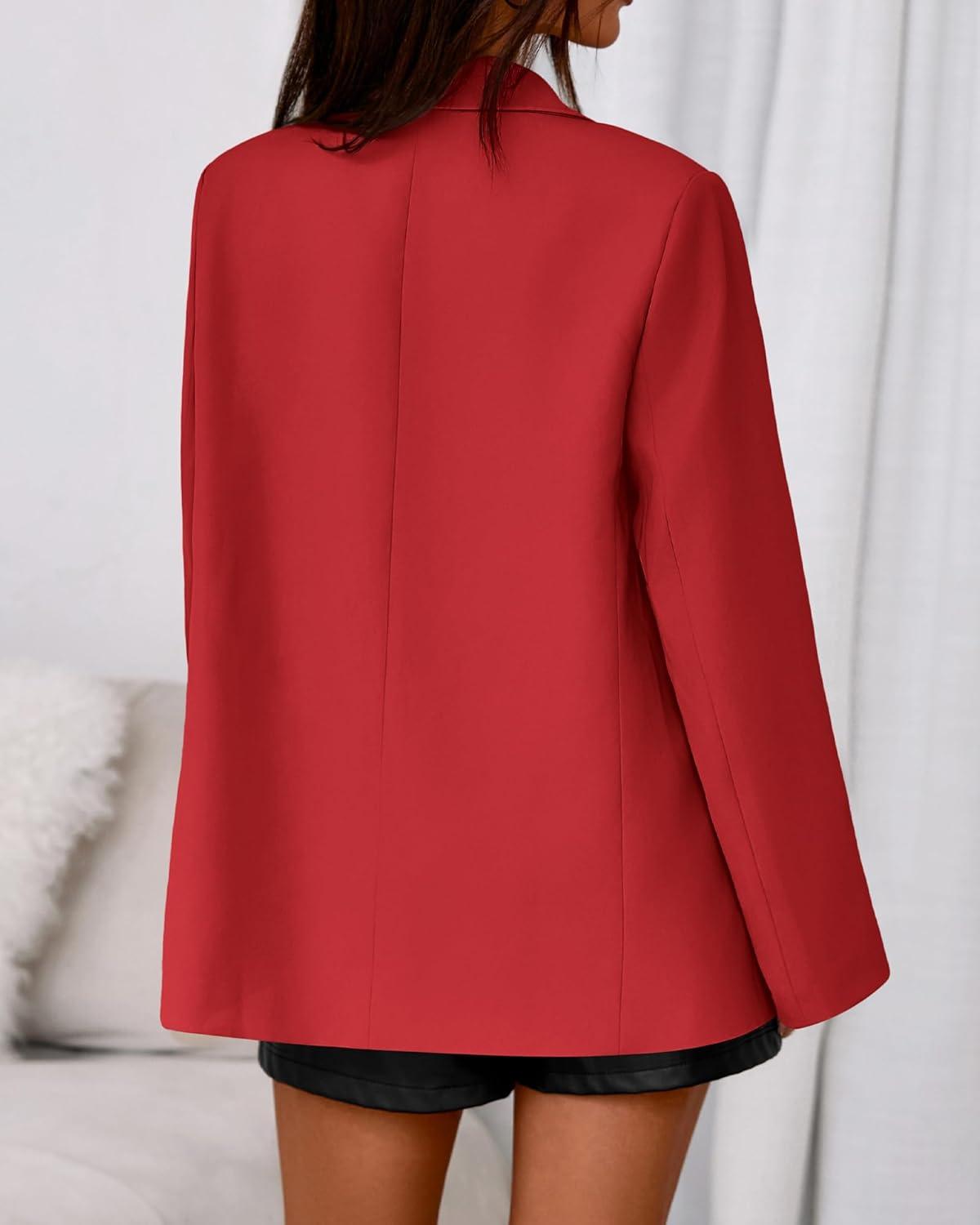 imageBTFBM Blazers for Women 2026 Spring Business Casual Clothes Open Front Oversized Winter Coats Work Office Suit JacketsRed