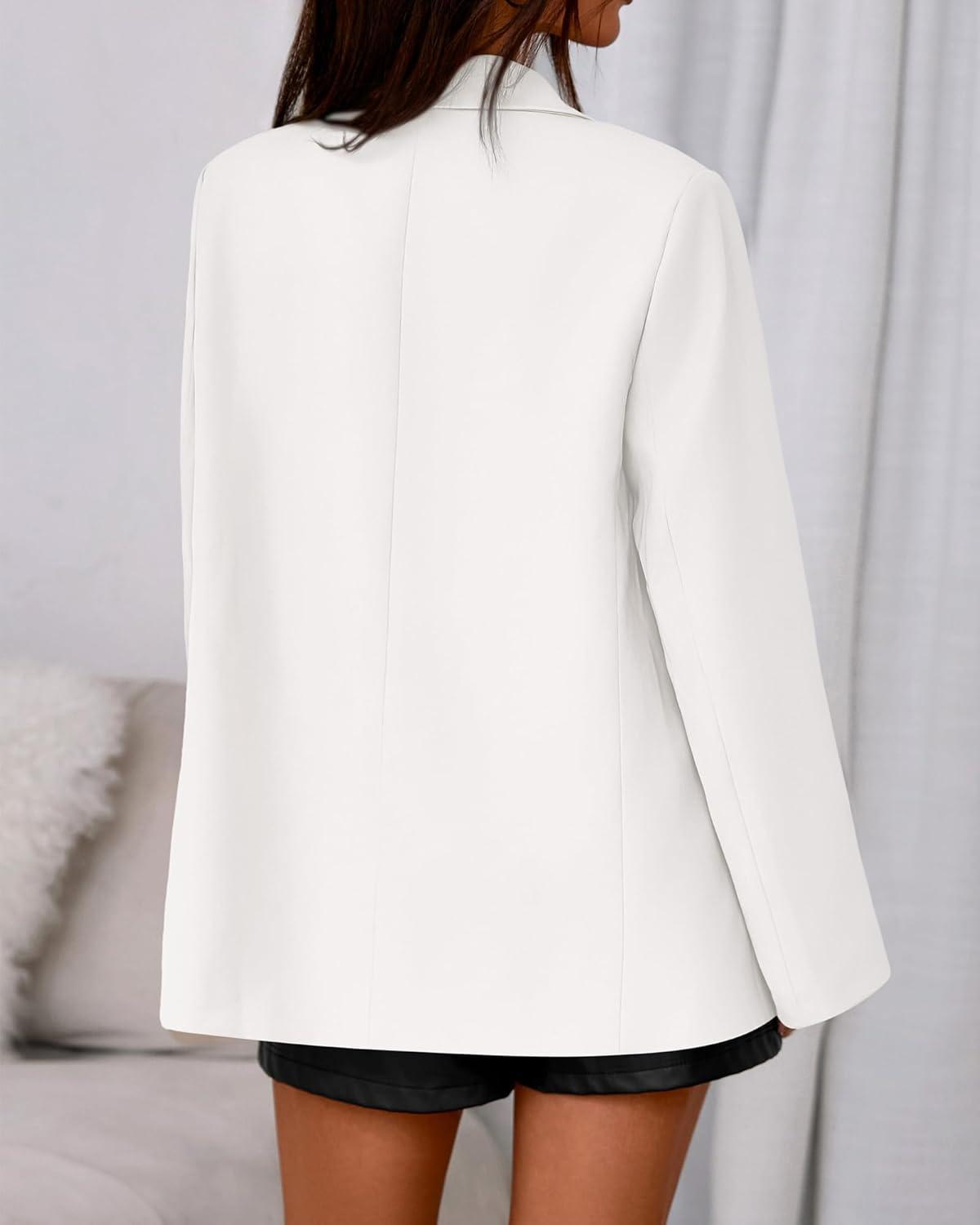 imageBTFBM Blazers for Women 2026 Spring Business Casual Clothes Open Front Oversized Winter Coats Work Office Suit JacketsWhite